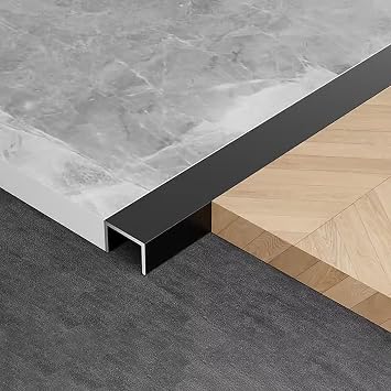 MPOWRX U Channel Door Frame Edge Trim Strip, Metal Wall Frame Covering Strips, Floor Edge Protection & Decoration for Vinyl/Laminate/Wood Color Black