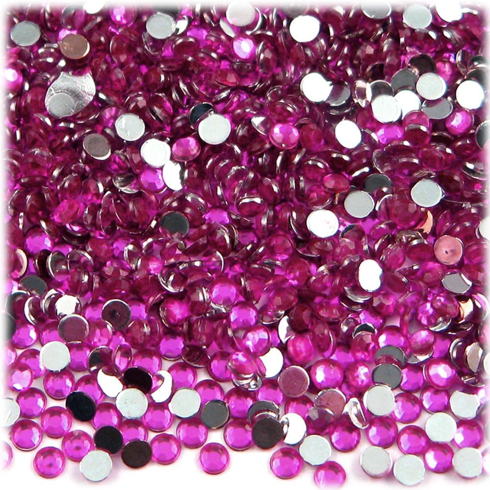 The Crafts Outlet 10,000pc Rhinestones Round 4mm - 16ss Flatback Fucshia