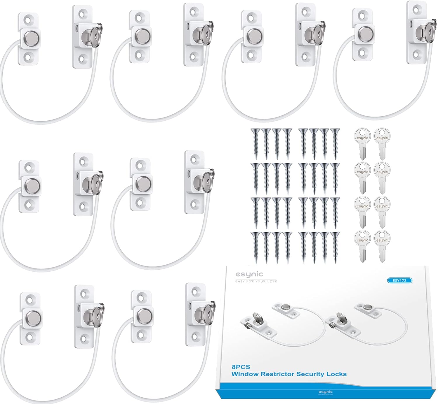 Window Restrictors，eSynic 8PCS Professional Window Restrictor UPVC