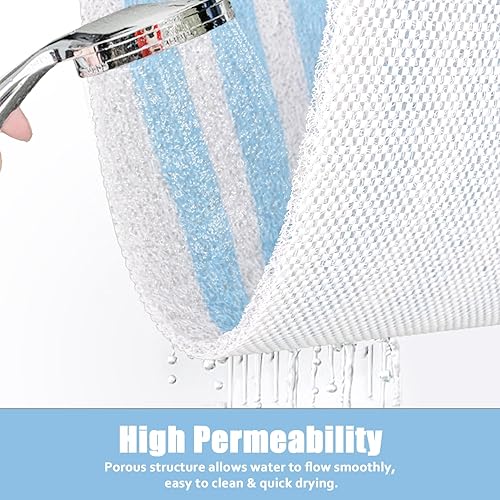 Miniatura 3 de Tapete de ducha antideslizante, 24 x 24 pulgadas, tapete de ducha suave y cómodo con drenaje, tapete de baño de lufa de PVC para ducha, baño y áreas
