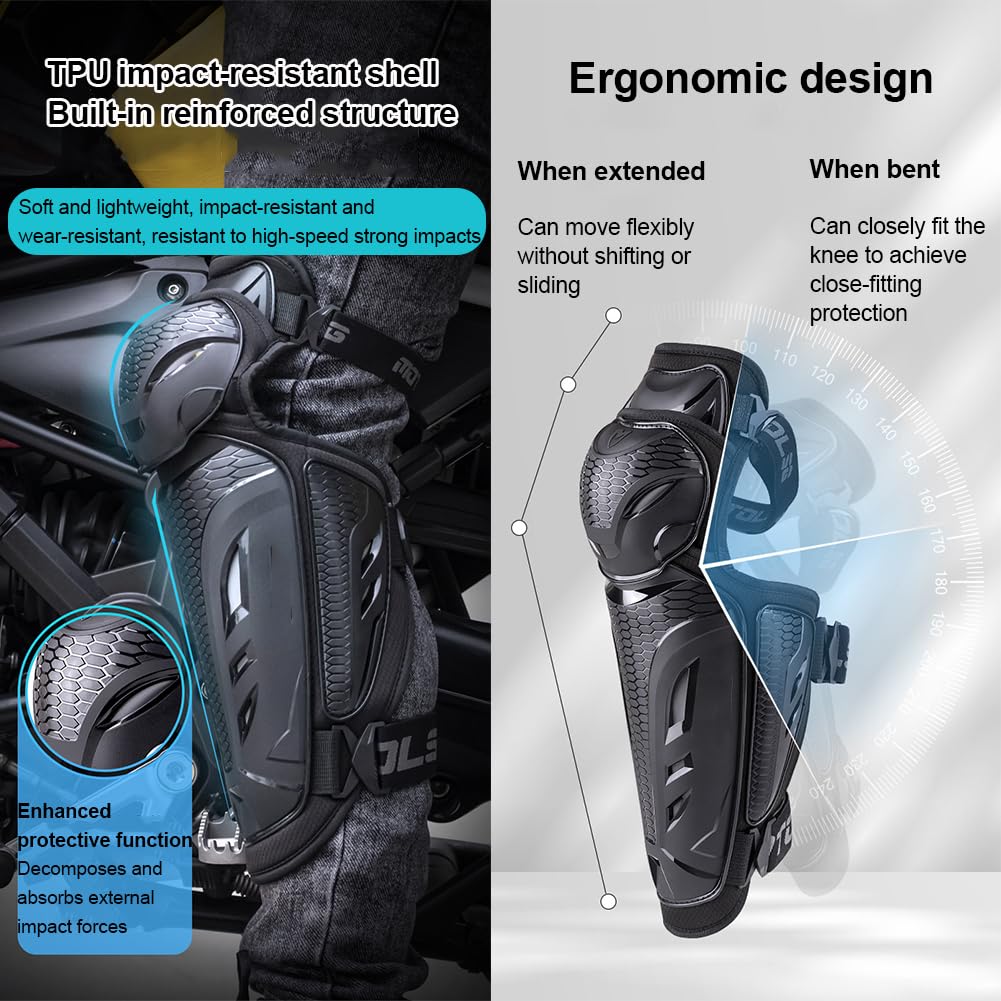 Rodilleras de Moto, Rodilleras/Coderas Protección Motocross Ajustables Resistente al Viento y a Las Caídas Protección de Rodilla con Espuma Amortiguadora Knee Pads