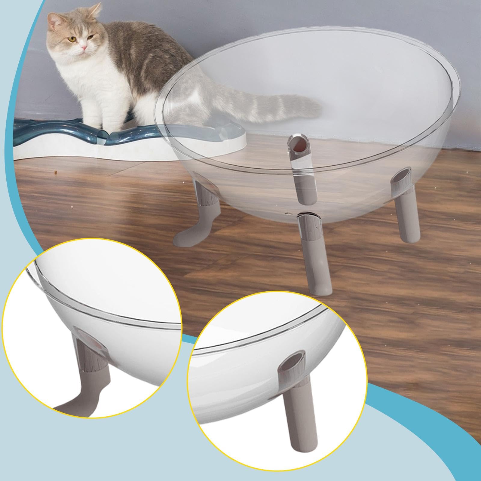 Pet Bed Capsula Trasparente Cuccia Acrilica Stabile Accessori Dormire Animali Domestici Nido Versatile Centro attività Adatto a Riposo Decorazione Amb, Grigio