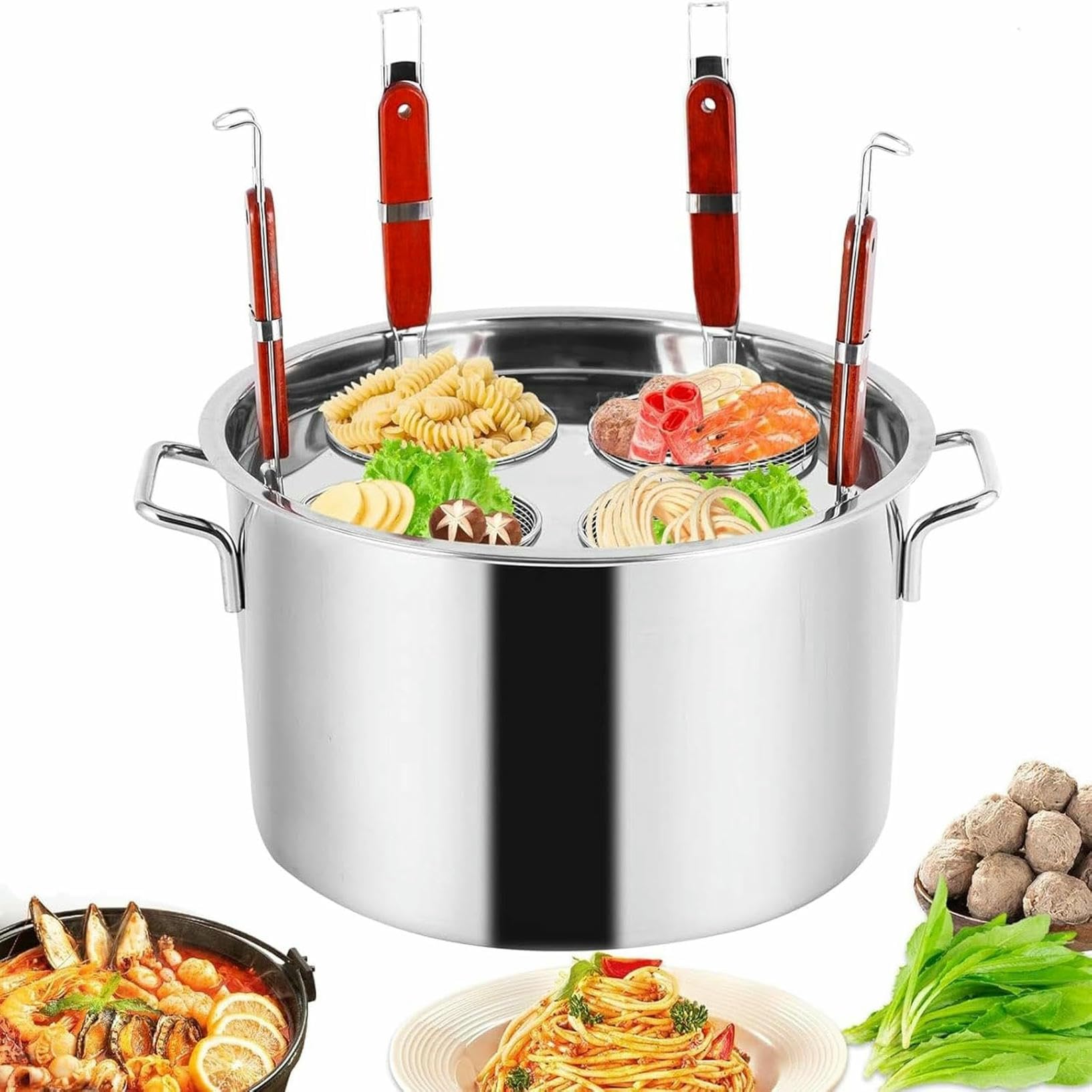 Casserole à pâtes avec panier-passoire et égouttoir intégré pour cuisine