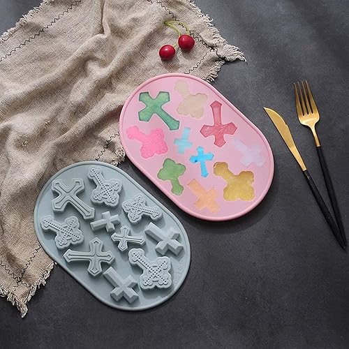 Miniatura 6 de INKU - 2 piezas de decoración de bautizo, molde de cruz, molde de cruz, bautismo, fiesta, fondant, bautizo, magdalena, pastel, silicona, para baby