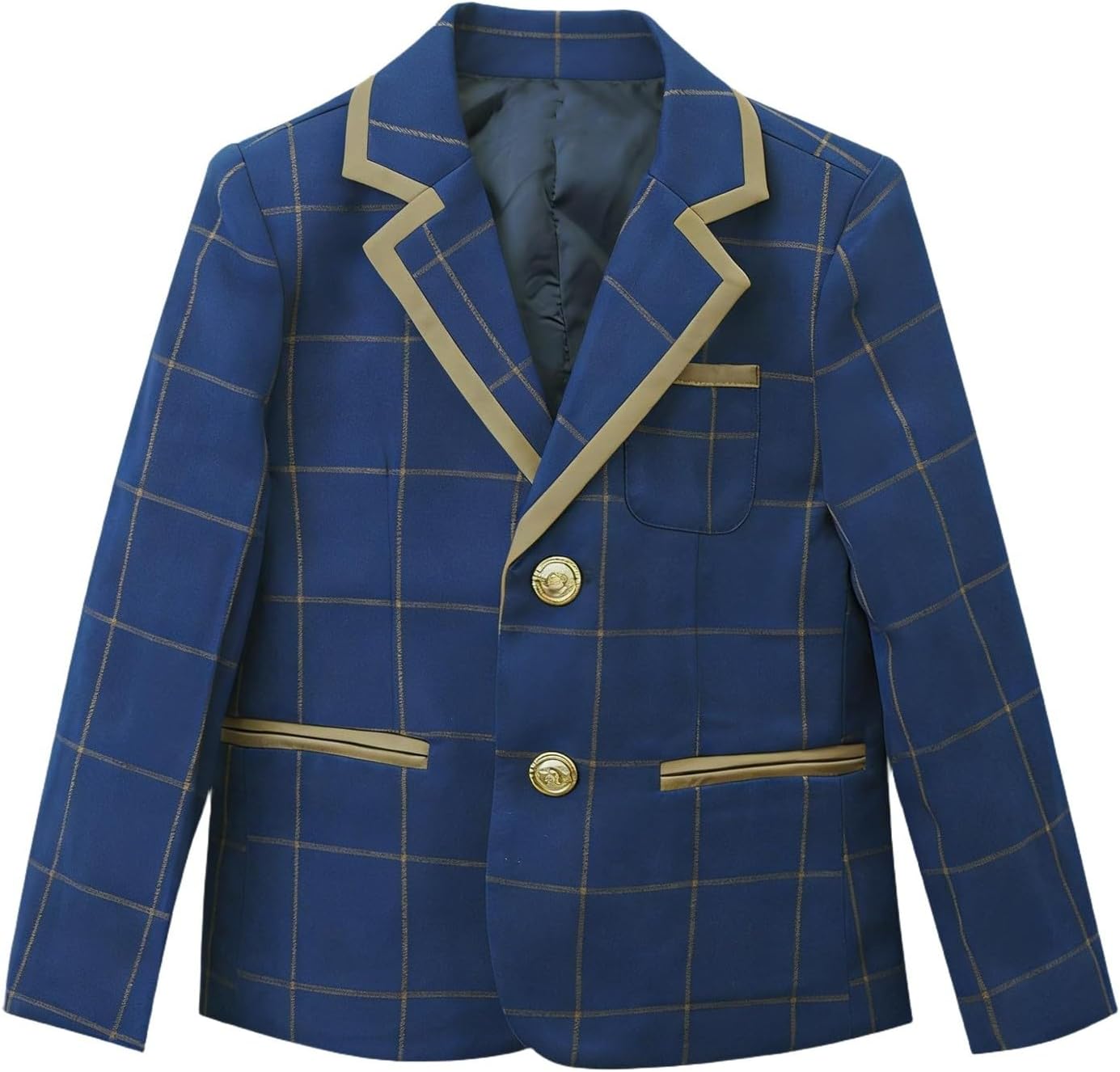 Dademeo Little Boys Suit Jackets 2026 Back to School Lightweight Double Breasted Plaid Coats Kids School Uniform Blazers