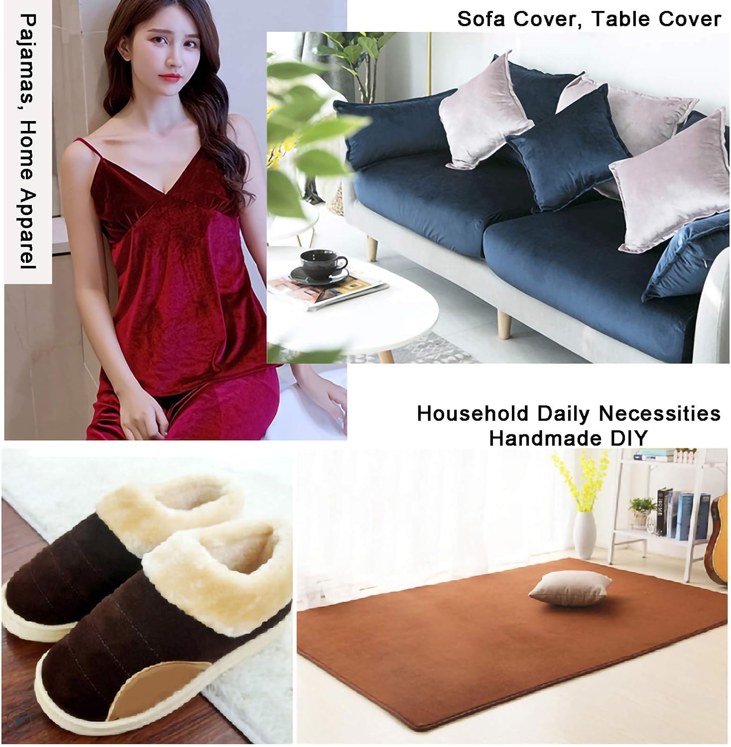 Qunine HXRW Tessuto in Velluto Tessuto in Velluto Largo 146 cm, Materiale Morbido for tappezzeria, Sartoria, Tende, Decorazioni for la casa, Materiale in Velluto 2 m per Arredamento Tappezzeria