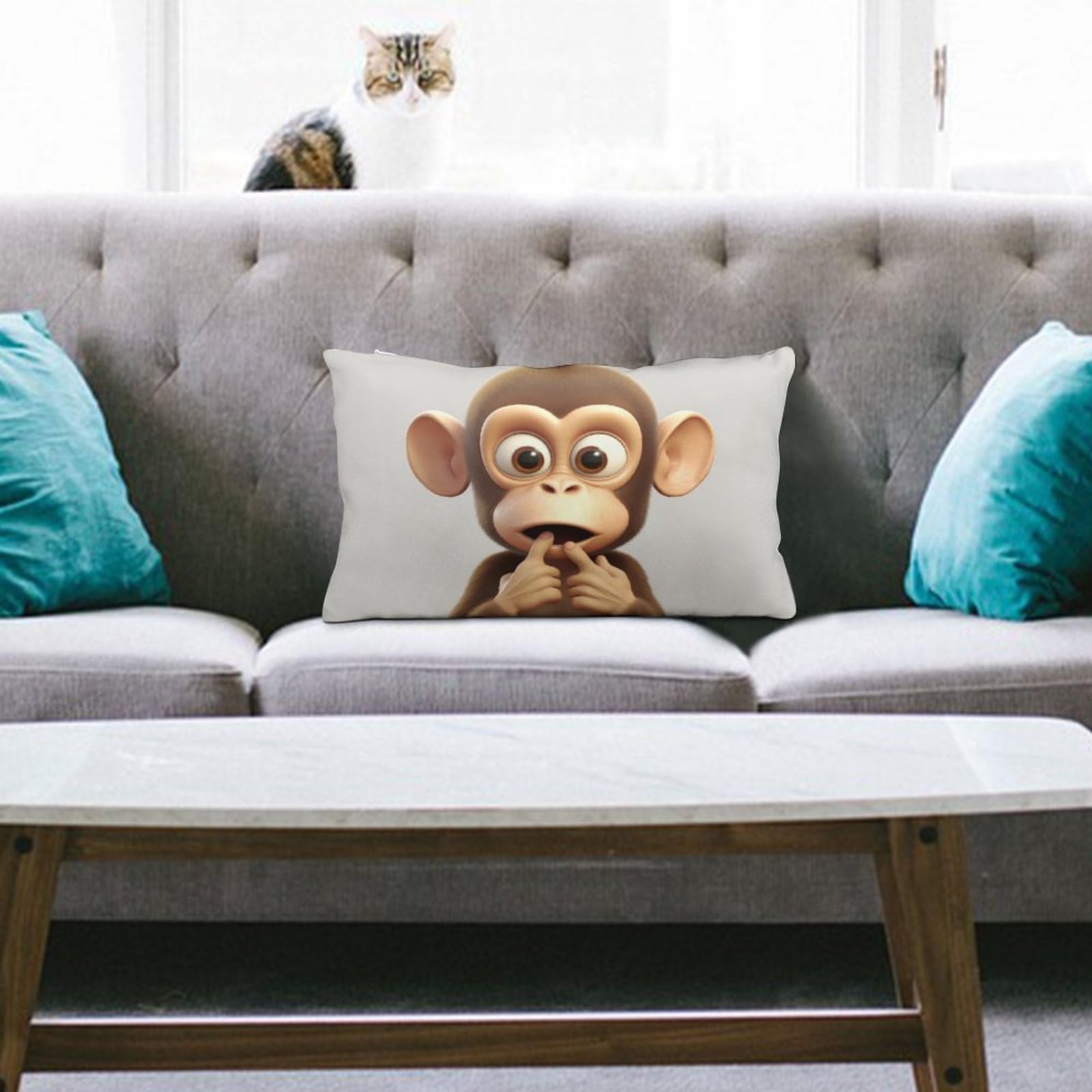 NTVOWPZO Decoration Throw Pillow Covers 8"x12" Pillowcases Covers The Silent Monkey Soft Pillowcases Modern Farmhouse Home Decor Sofa Cushions Covers for Couch Bed Living Room