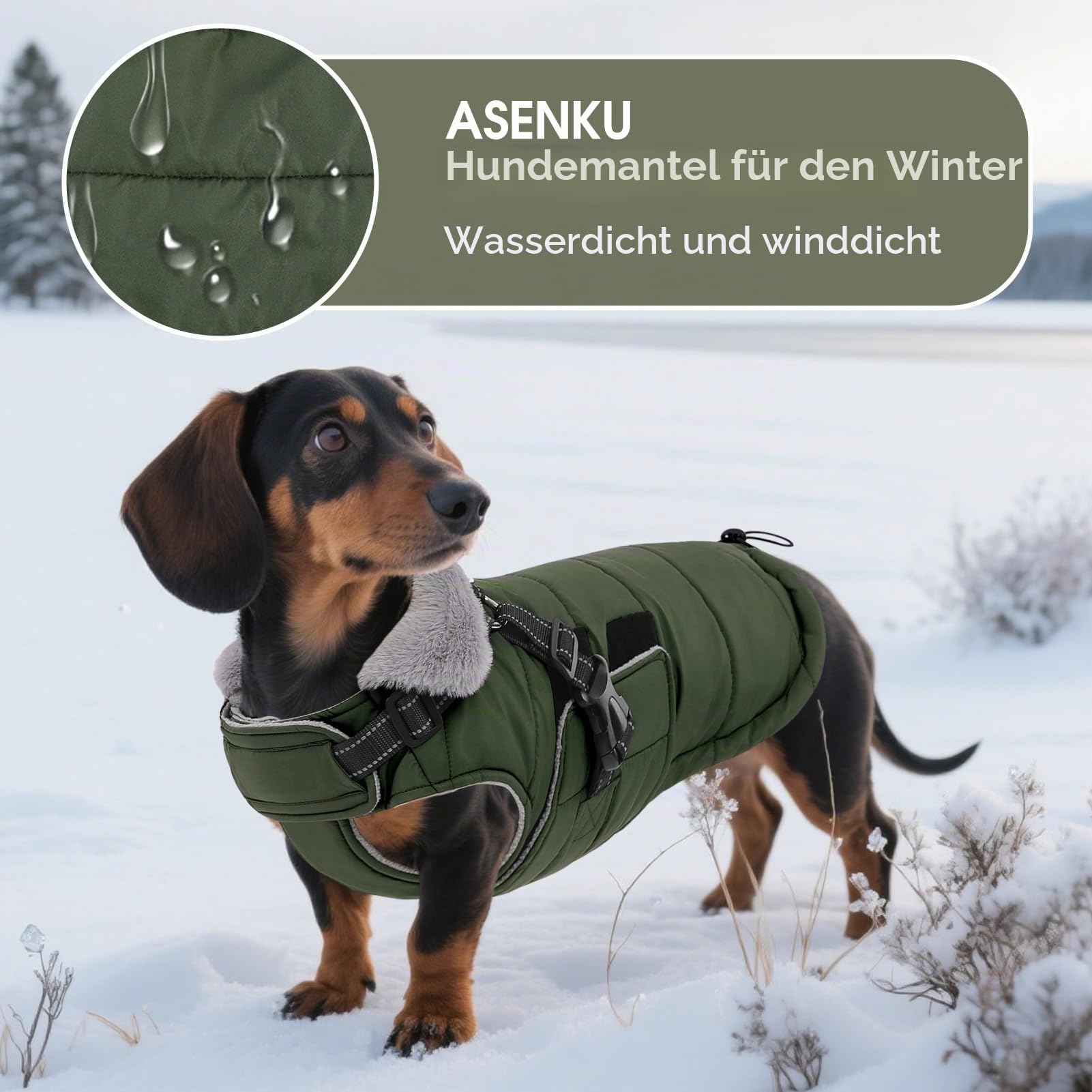 ASENKU Hundemantel Winter mit Geschirr XL Wasserdicht für Grosse Hunde | Reflektierend Fleece Hundejacke Ideal für Gassigehen bei Nacht, Schnee,Wandern und Camping, für Golden Retriever, Labrador