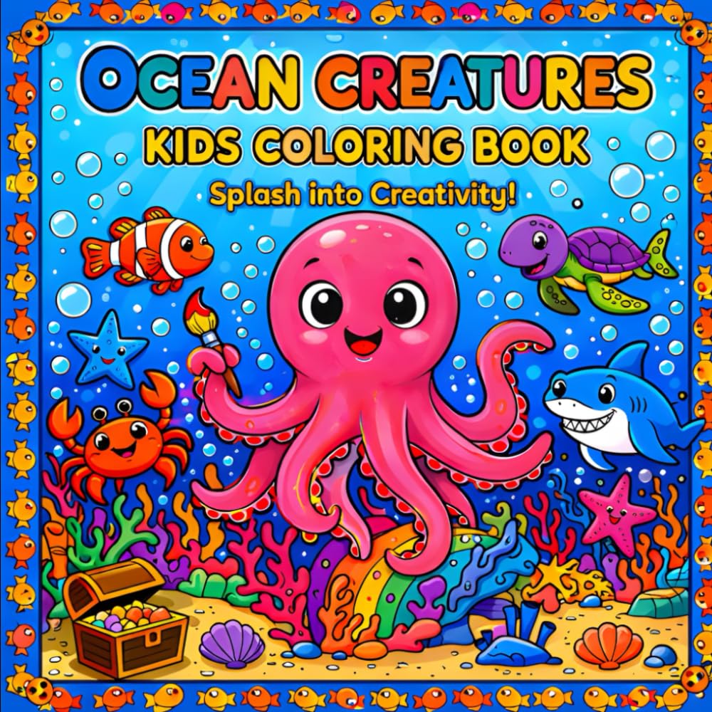 Ocean creatures: Kids coloring book