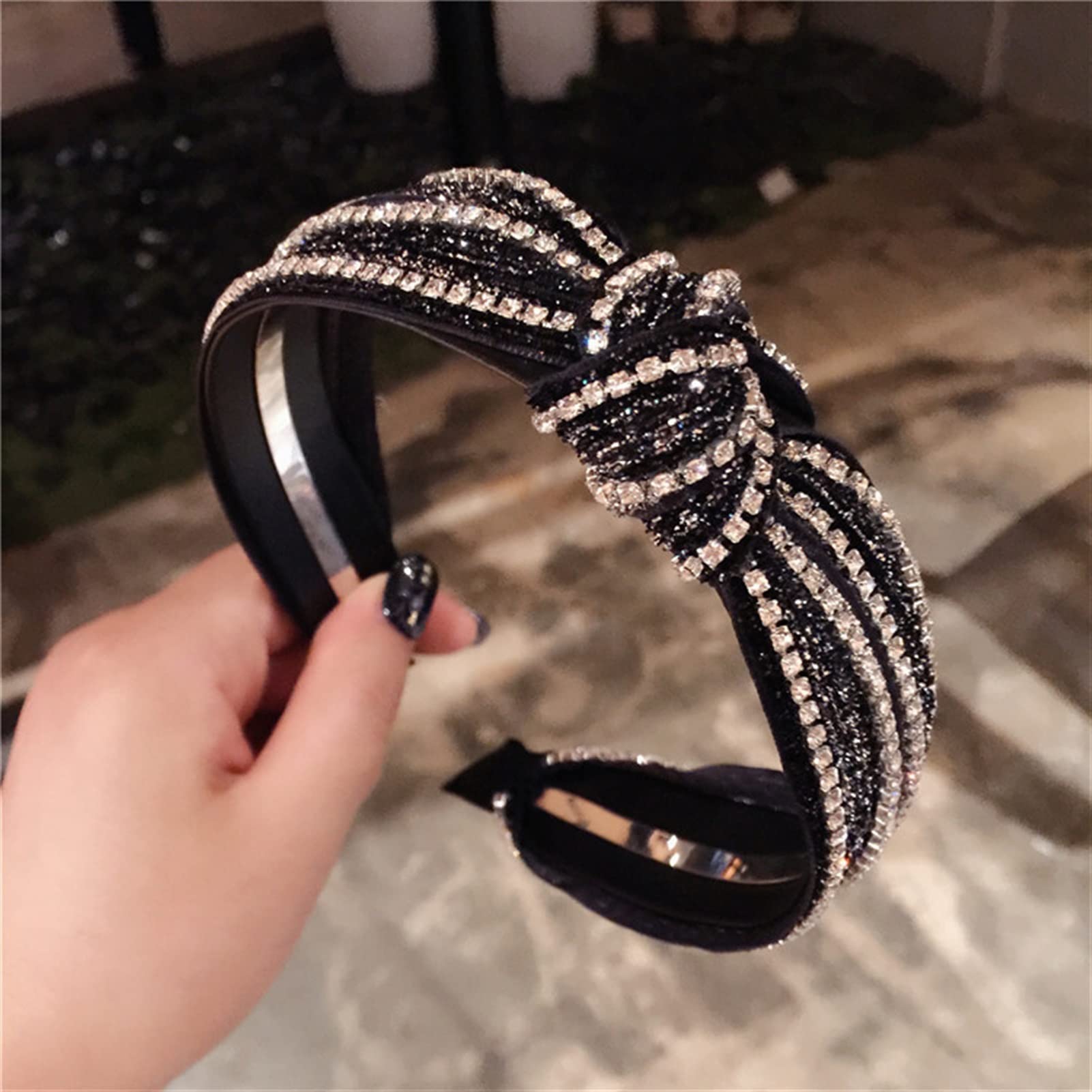 Yusier Stirnband Mit Strass-Knoten – Handgefertigt, Elastisch, Rutschfest, Für Damen