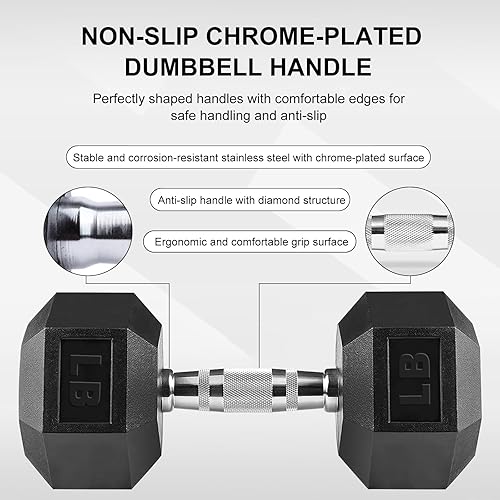 Miniatura 3 de Mancuernas hexagonales con mango de metal, juego de 2 mancuernas de goma para ejercicio muscular pesado, juegos de pesas de mano para hombres y
