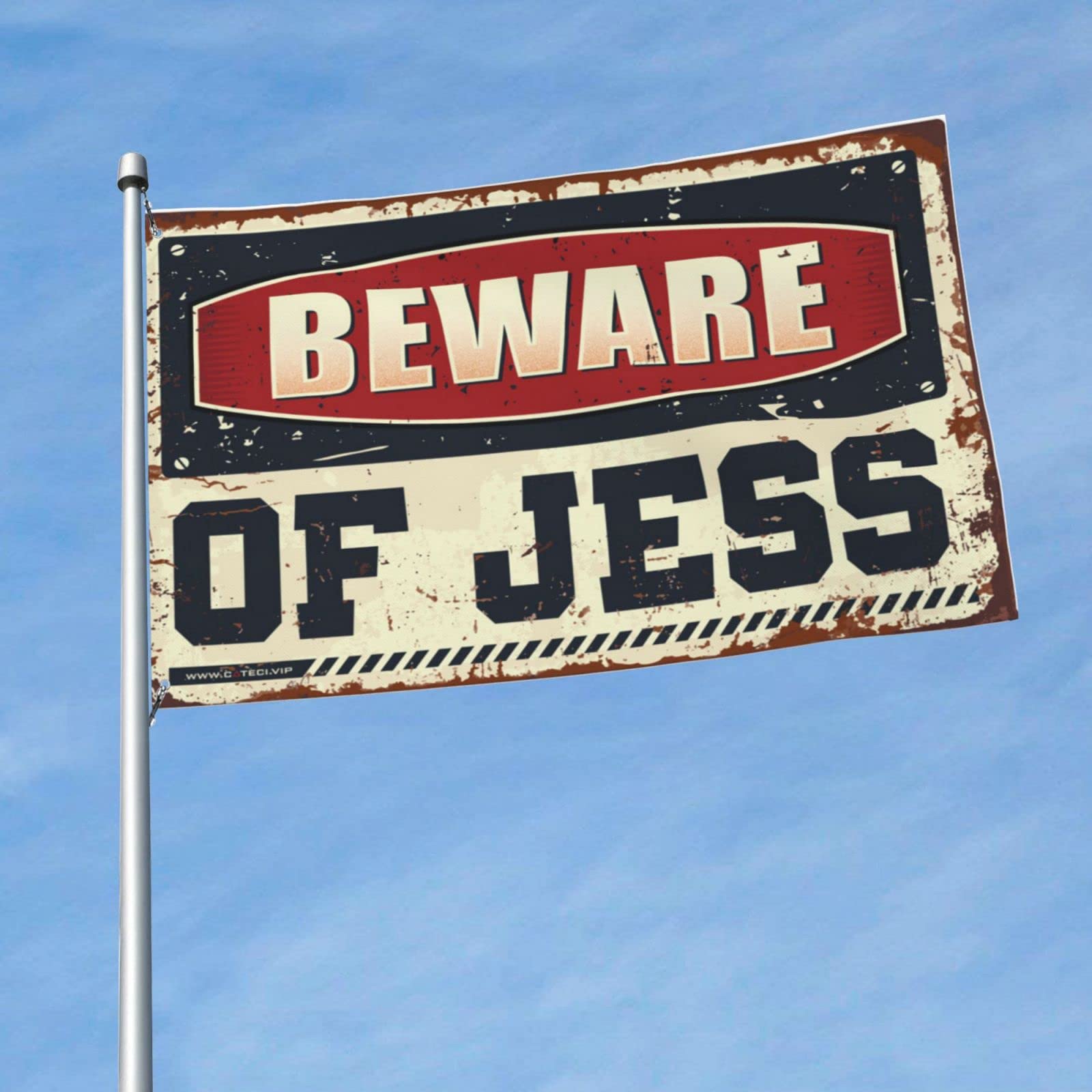 Bandera Beware of Jess decorativa gigante de 152x244 cm para dormitorios y habitaciones de chicos 6