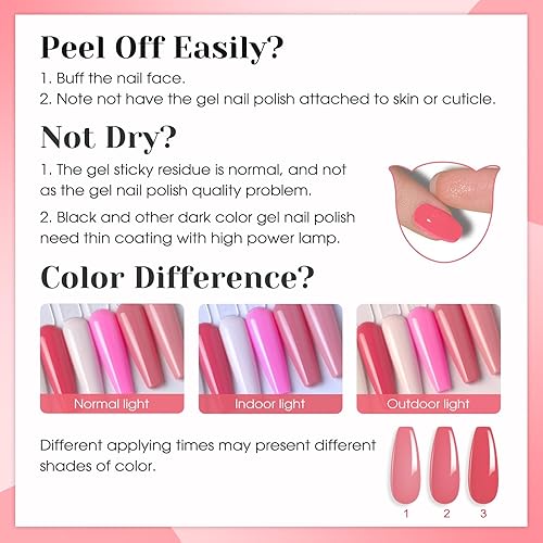 Miniatura 8 de ROSALIND Kit de 54 esmaltes de uñas de gel con lámpara de uñas de luz UV de 48 W, 35 piezas de kit de uñas de gel clásico, capa base, capa superior