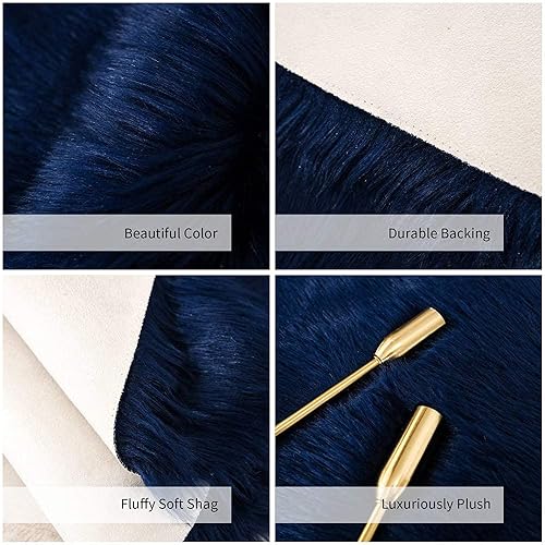 Miniatura 9 de Carvapet 2 piezas de felpa suave y esponjosa de piel sintética para sofá, alfombra de piel de oveja para dormitorio, sala de estar, 2 x 3 pies, rosa