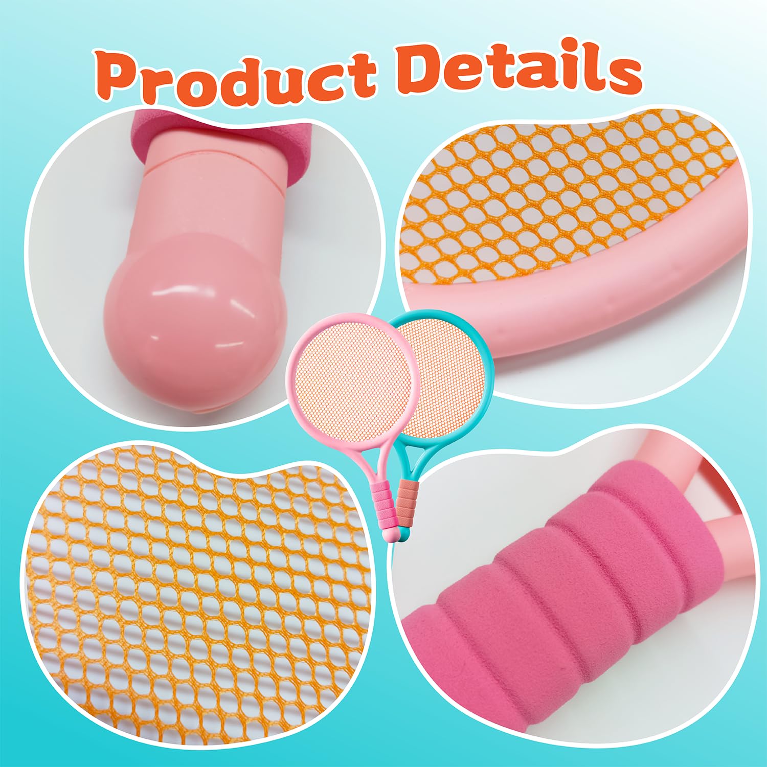 Raqueta de Tenis para Niños Interior y Exterior Azul Rosa