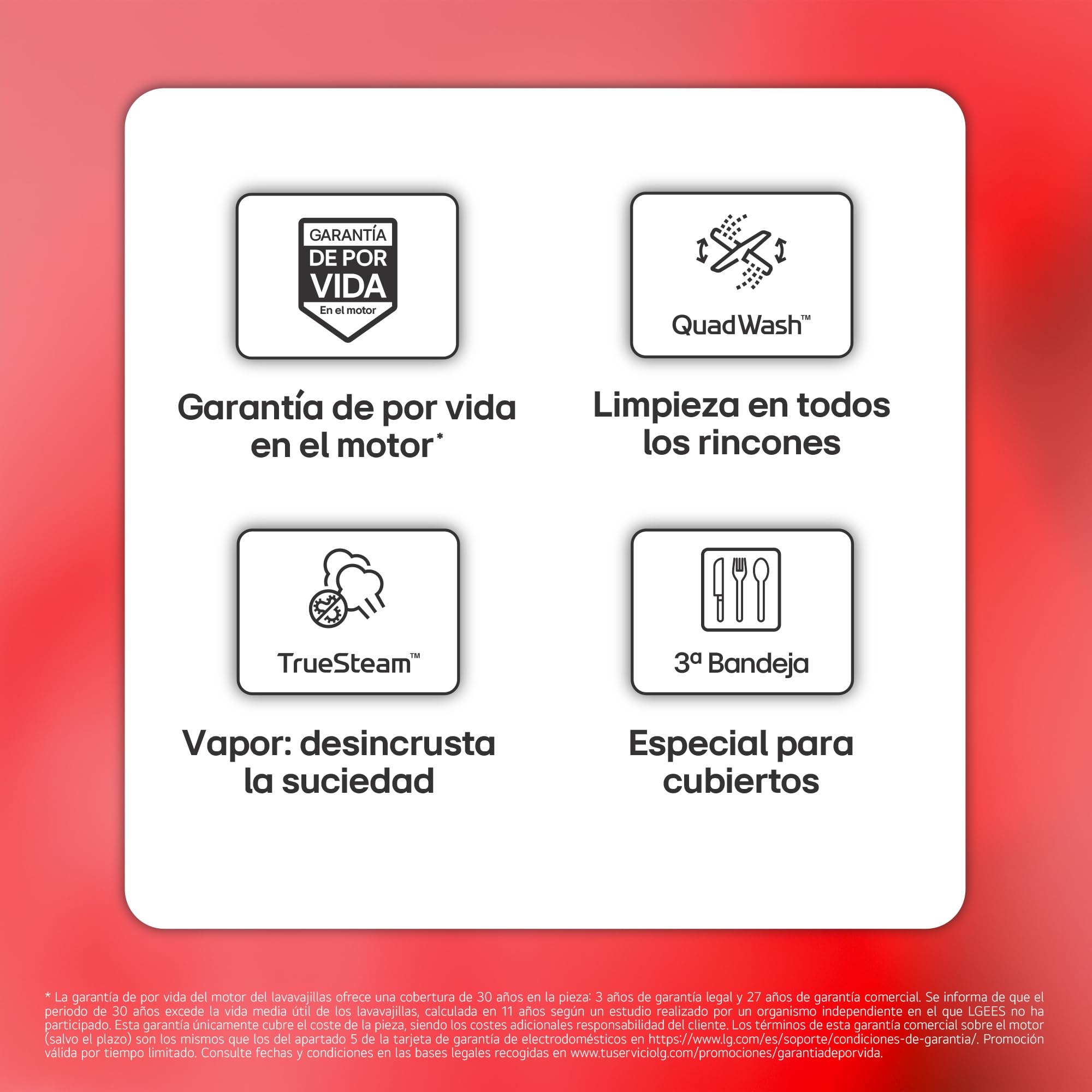 LG DF375HWS - Lavavajillas QuadWash Steam, Sistema EasyRack, Bandeja para Cubiertos, Wi-Fi ThinQ, TrueSteam, Apertura Automática, 14L, Eficiencia A, Blanco Marfil