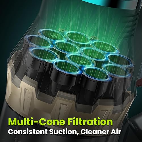 Miniatura 6 de Aspiradora inalámbrica, potente succión con pantalla táctil, hasta 70 minutos de tiempo de funcionamiento, aspiradoras autosuficientes de 550 W para