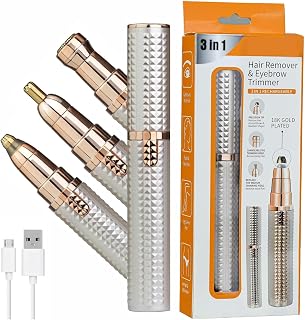facial epilator hair removal machine for women - face, chin, cheek, eyebrow, upper lip hair remover for women, usb rechargeable epilator machine (2-in-1 Electric Trimmer) (Brown)