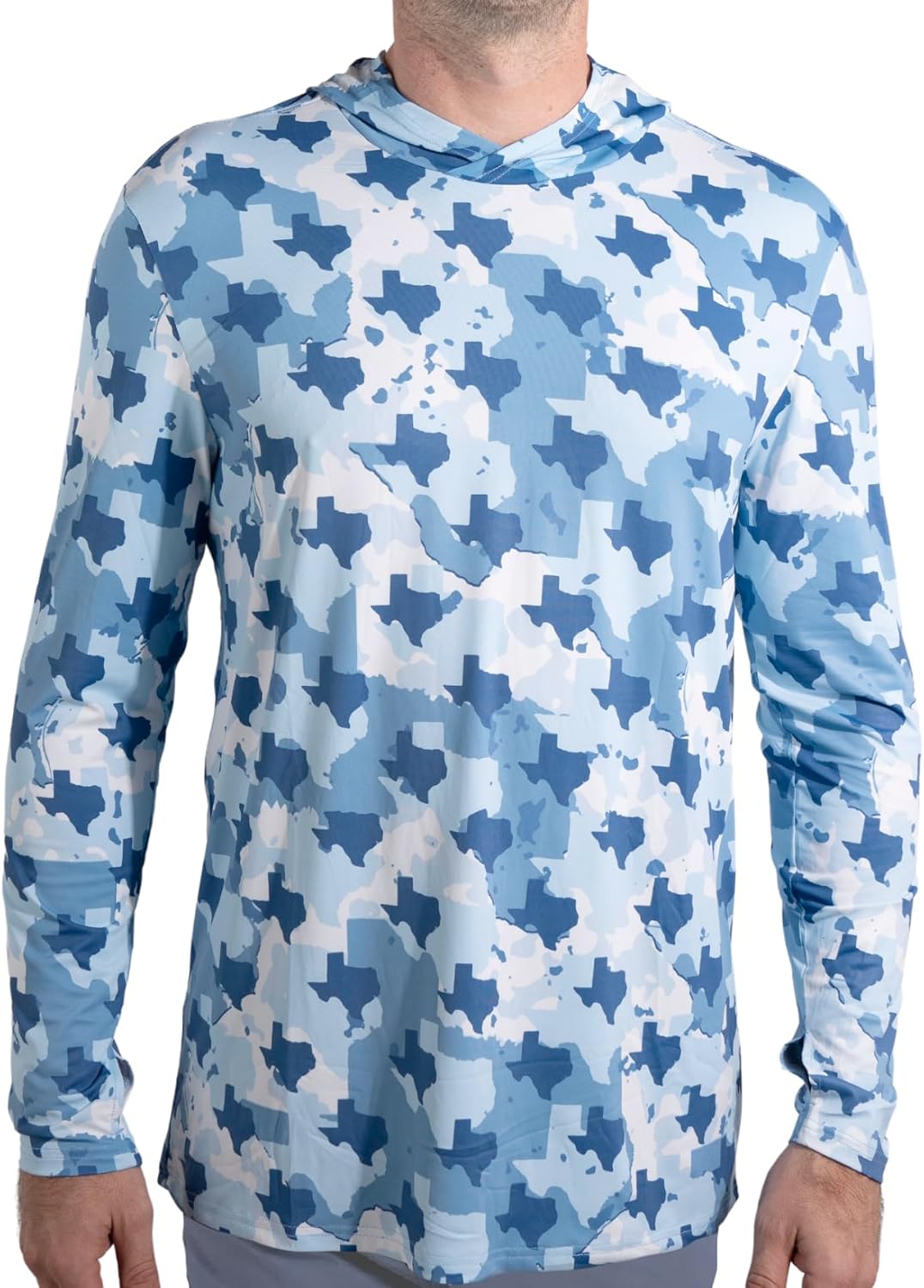 Everyday Outdoors Mens UPF 50+ Lightweight Fishing Texas Camo Hoodie Quick Dry Performance Long Sleeve Shirt with Hood