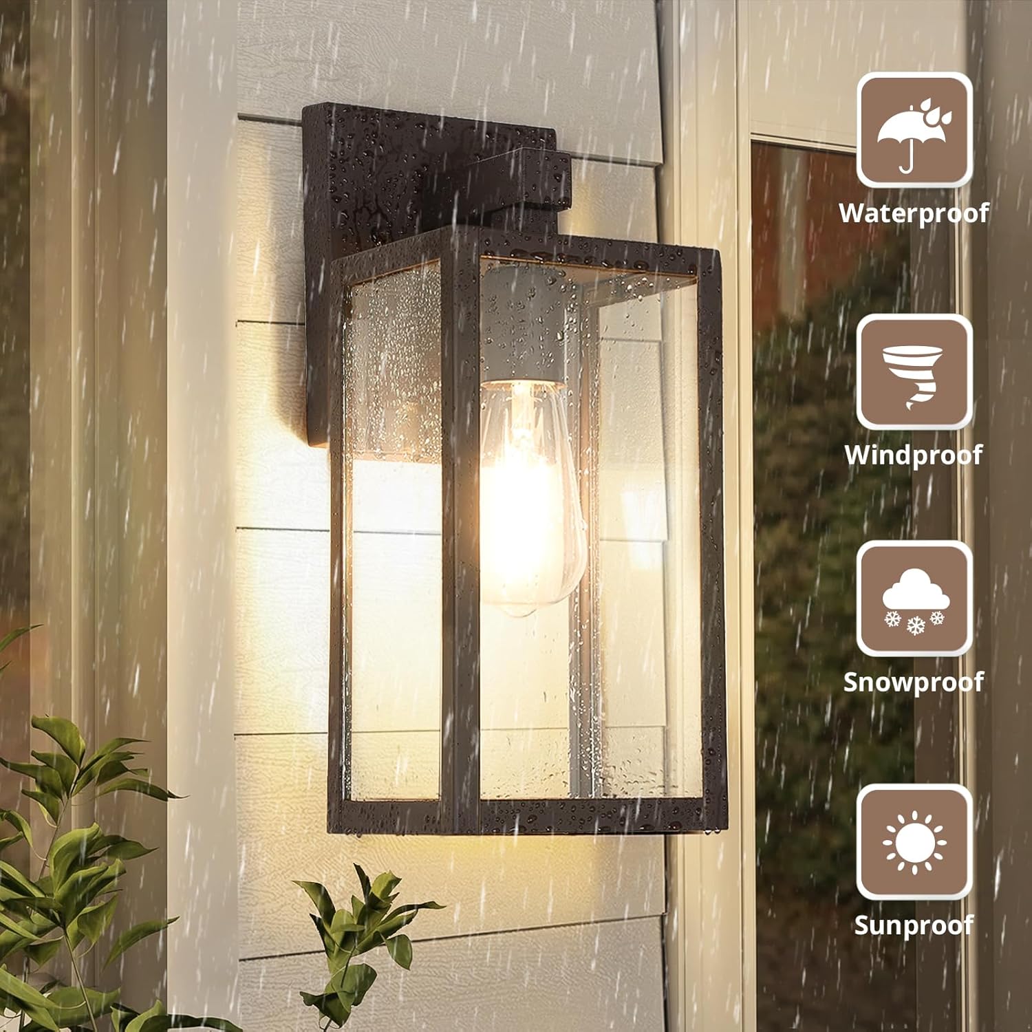 MAXvolador Outdoor Wall Lantern, Exterior Waterproof Wall Sconce Light Fixture, Dark Chocolate Anti-Rust Mount Lights Glass, E26 Porch Patio Lighting