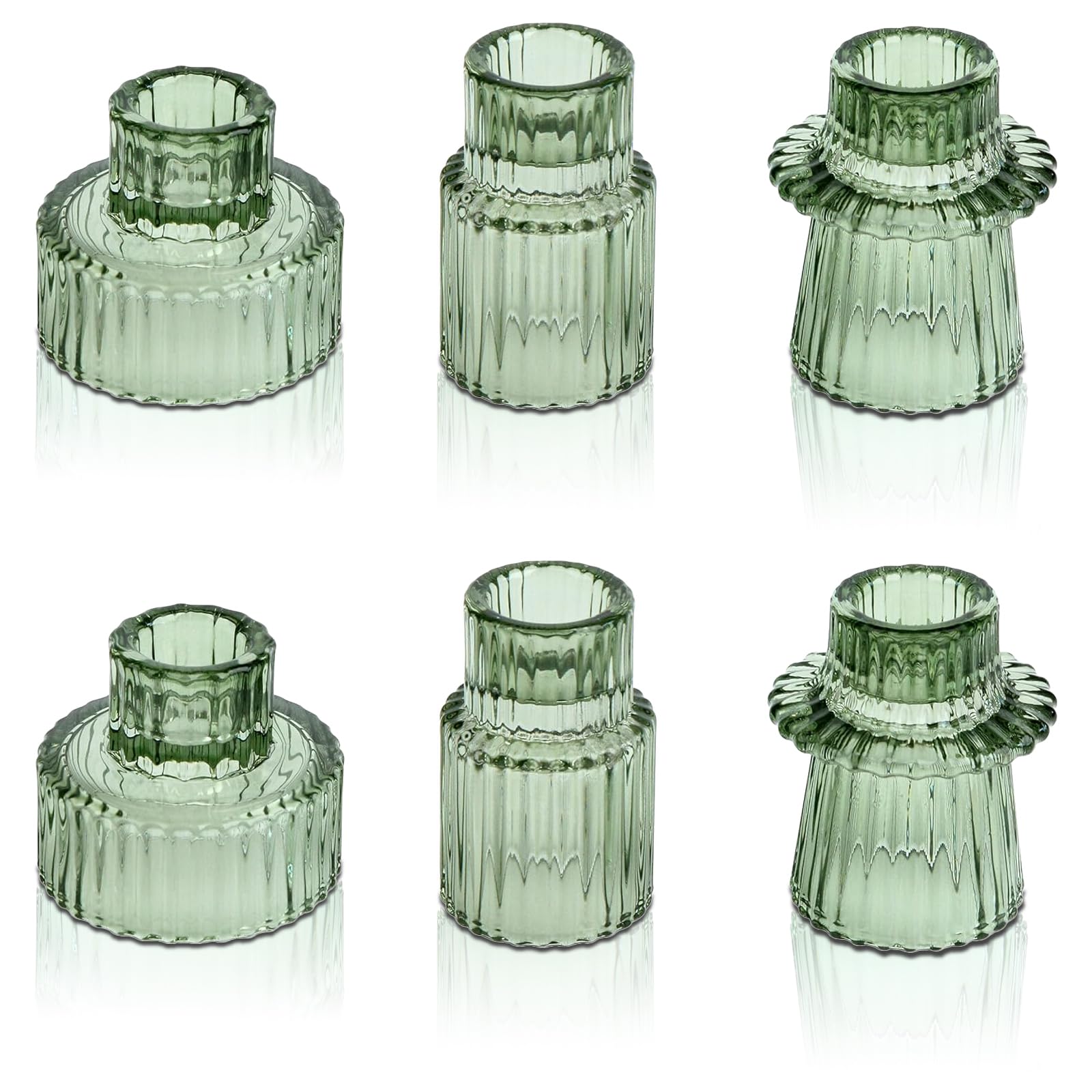 Lot De 6 Photophores En Verre Transparent 2 En 1 - Pour Bougies Chauffe-plat Et Bougies Piliers - Décoration De Table Mariage, Noël, Fêtes - 7