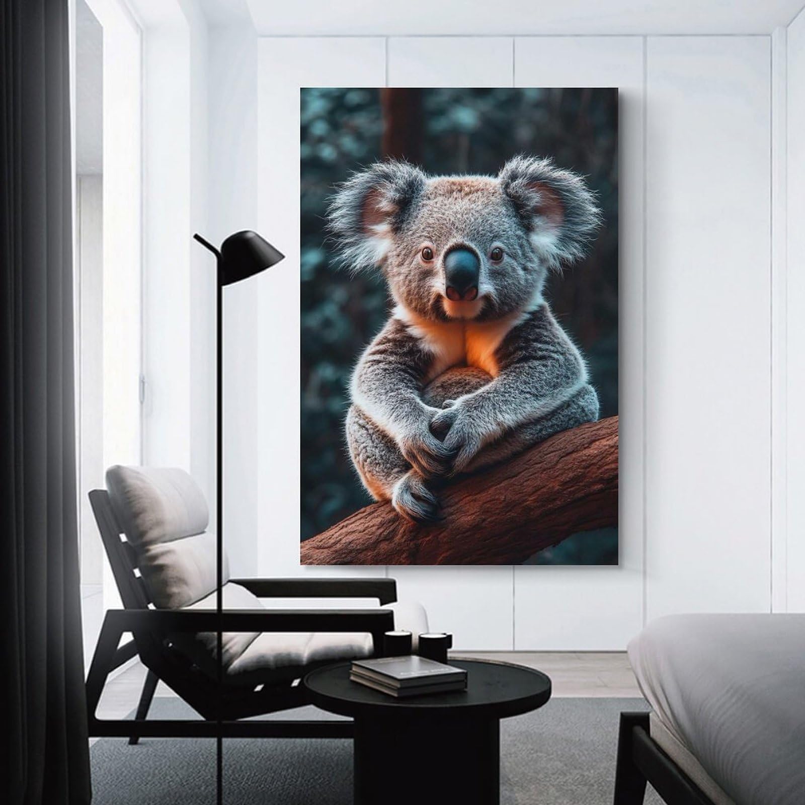 Junmoney Cute Koala Portrait on Branch Decorative Wall Artwork, 12x18inch(30x45cm), for New Homes, Bedrooms Or Workspaces, Gift Idea for Housewarming And Birthdays
