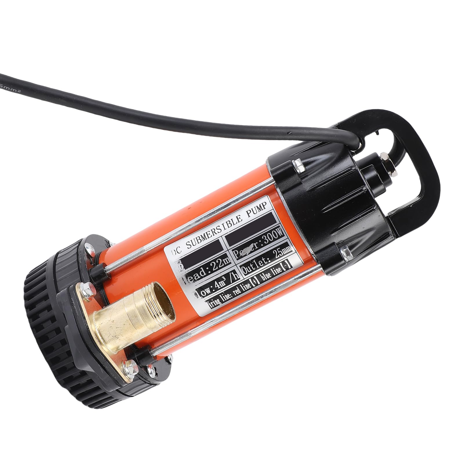 FTVOGUE Bomba Sumergible Solar 300W, Bomba de Pozo Profundo con Motor Sin Escobillas de Acero Inoxidable, Flujo Máximo de 4m3/h, Ideal para Granjas y Ganadería (DC12V)