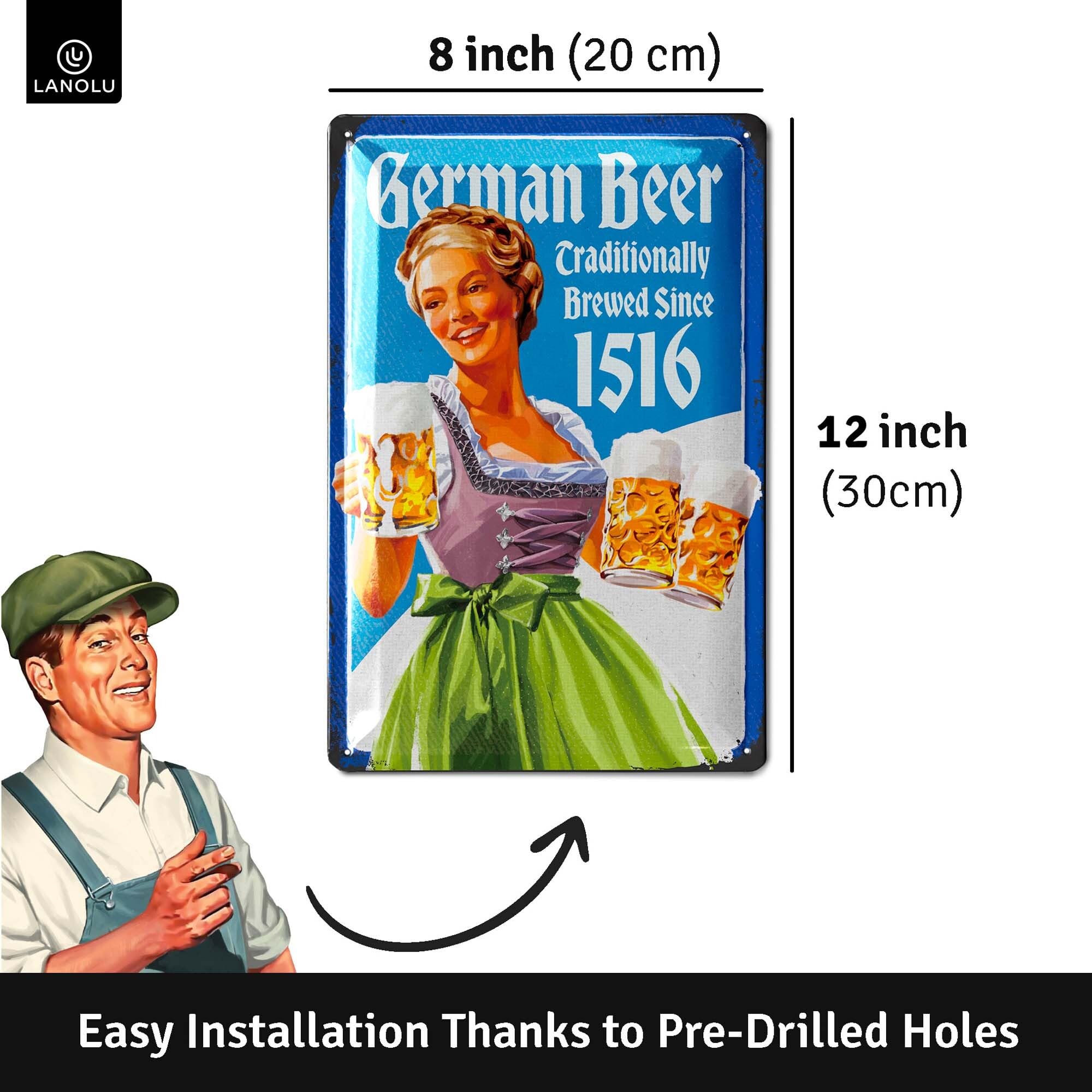 Amazon.com: LANOLU Vintage Tin Sign GERMAN BEER TRADITIONALLY