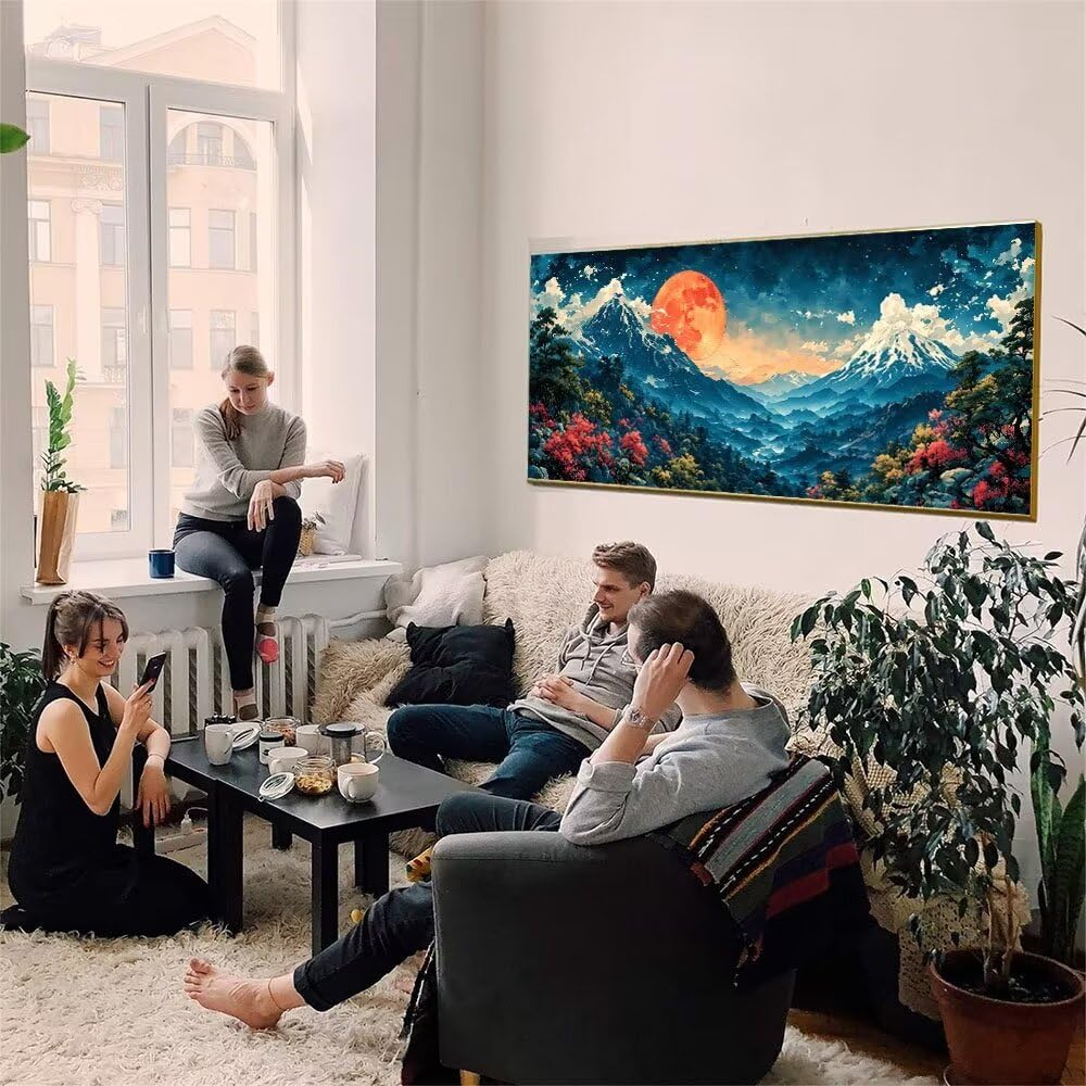 Malen Nach Zahlen Erwachsene xxl, Paint by Numbers Malen Nach Zahlen Landschaft, DIY Geschenk Art mit Pinseln und Acrylfarben Handgemalt Ölgemälde Leinwand für Home Décor, Ohne Rahmen 80x160cm W-702