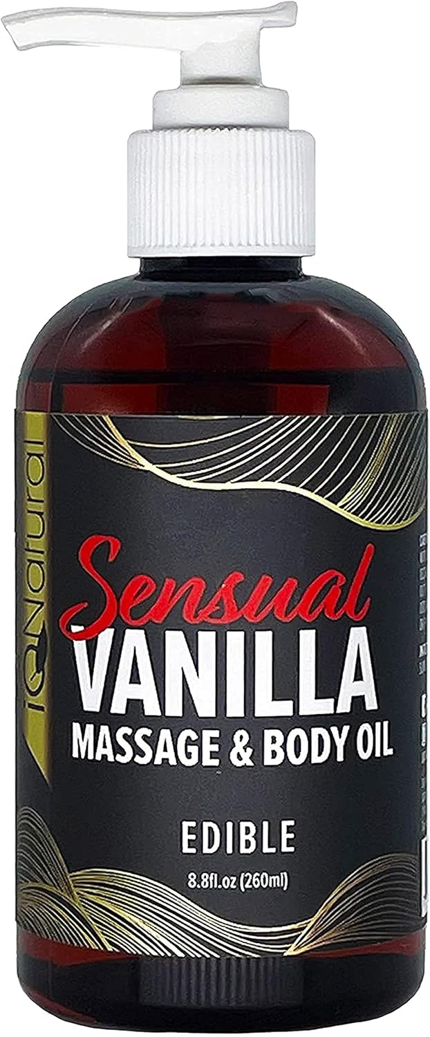 IQ Natural Massage Oil for Massage Therapy - Coconut, Sunflower and Edible Vanilla Sensual Body Oil, Massage Oil for Couples Body Massage - 8.8 fl oz : Health & Household