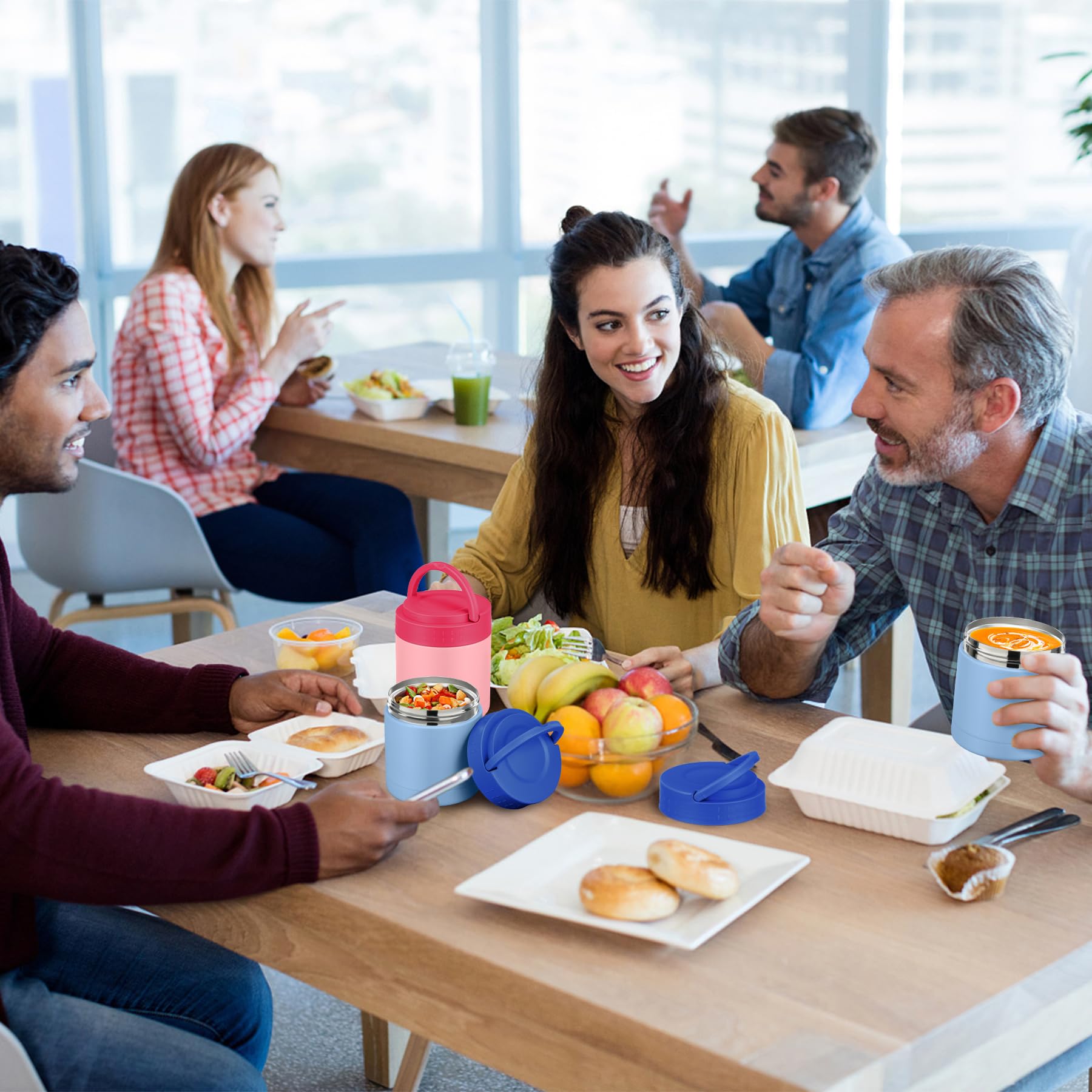 Termo de sopa de 10.5 onzas para comida caliente, para niños y adultos, tarro de alimentos aislado con asa ancho de boca, recipientes de alimentos a prueba de fugas, lonchera de acero 7