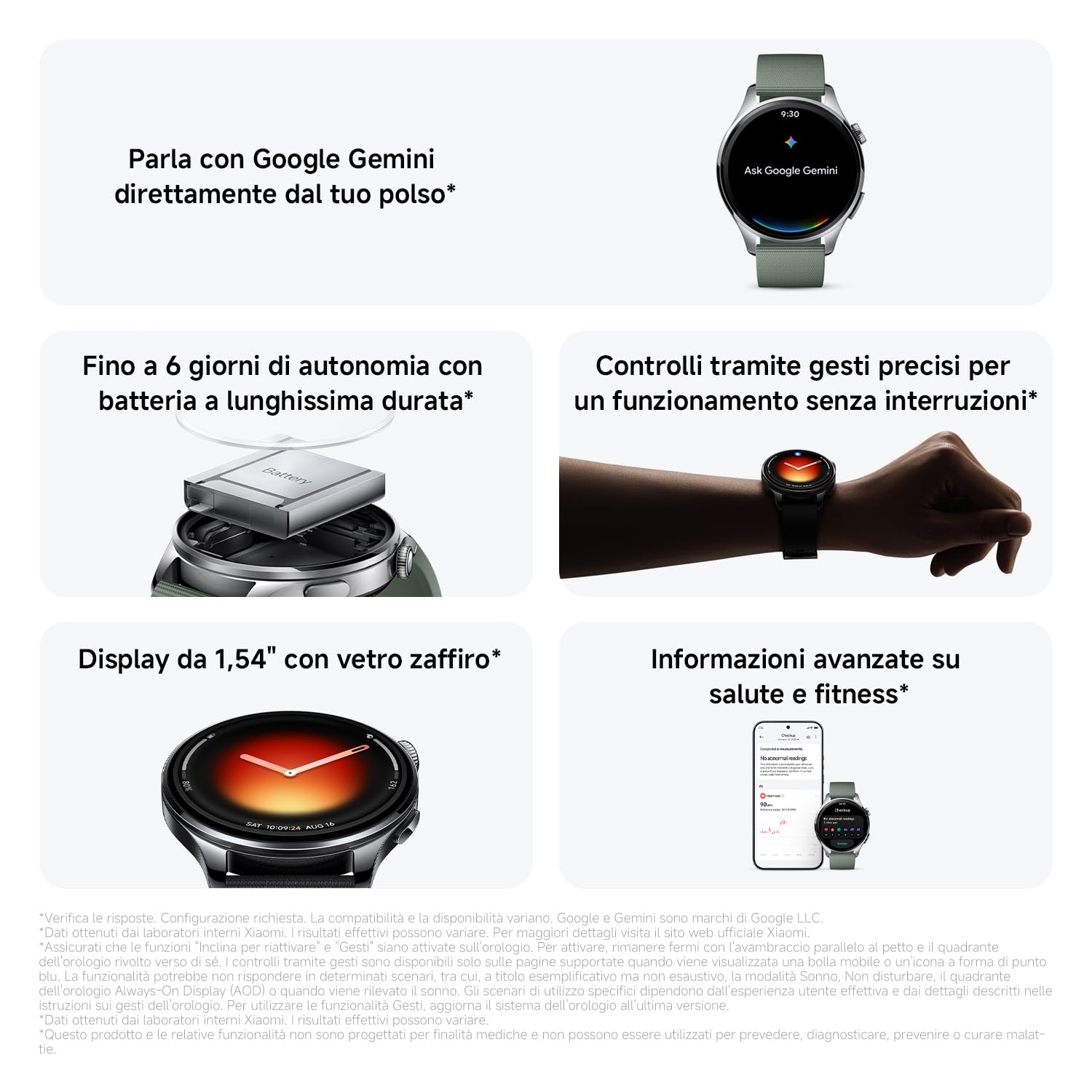 XIAOMI Watch 5 Smartwatch 47mm, Google Wear OS, AI, Batteria 6gg, Nero | Display Zaffiro 1,54'', 78% rapporto schermo, tracker fitness GPS, controllo salute 60s, 150+ sport, controllo gesti