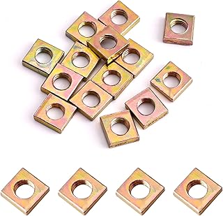 MroMax Square Nuts M6x10x3mm Carbon Steel Quadrate Nuts Metric Coarse Thread Assortment Kit Color Zinc Plated 50Pcs