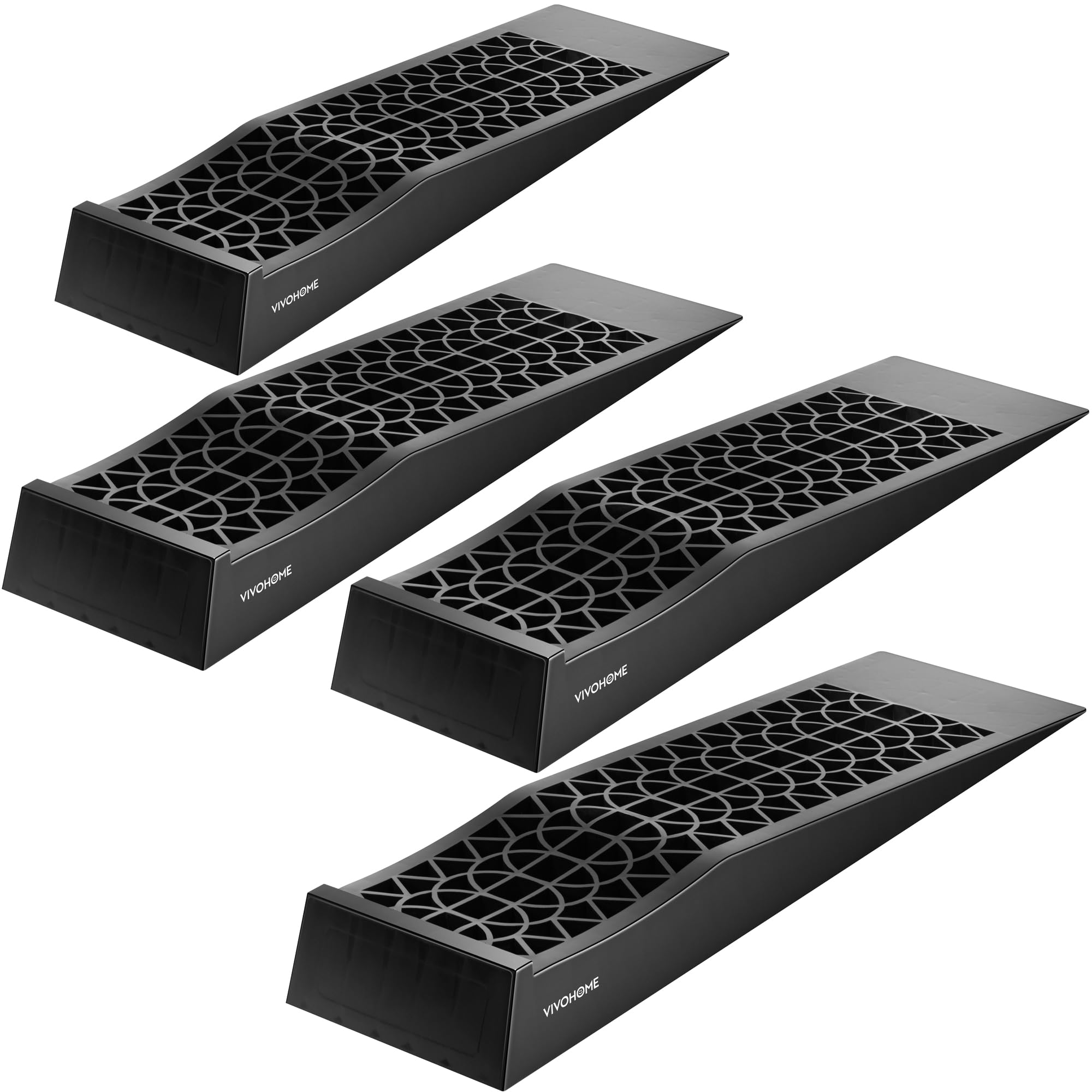 VIVOHOME Car Service Ramps Low Profile Plastic 6 Ton Race Truck Ramps for Oil Changes Wheels Lift Maintenance Pack of 4