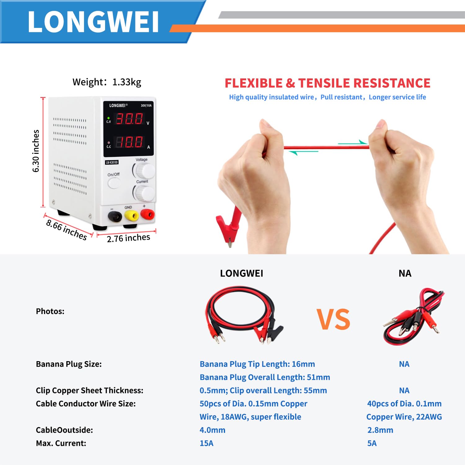 LONGWEI DC Power Supply - Adjustable Voltage & Current -5