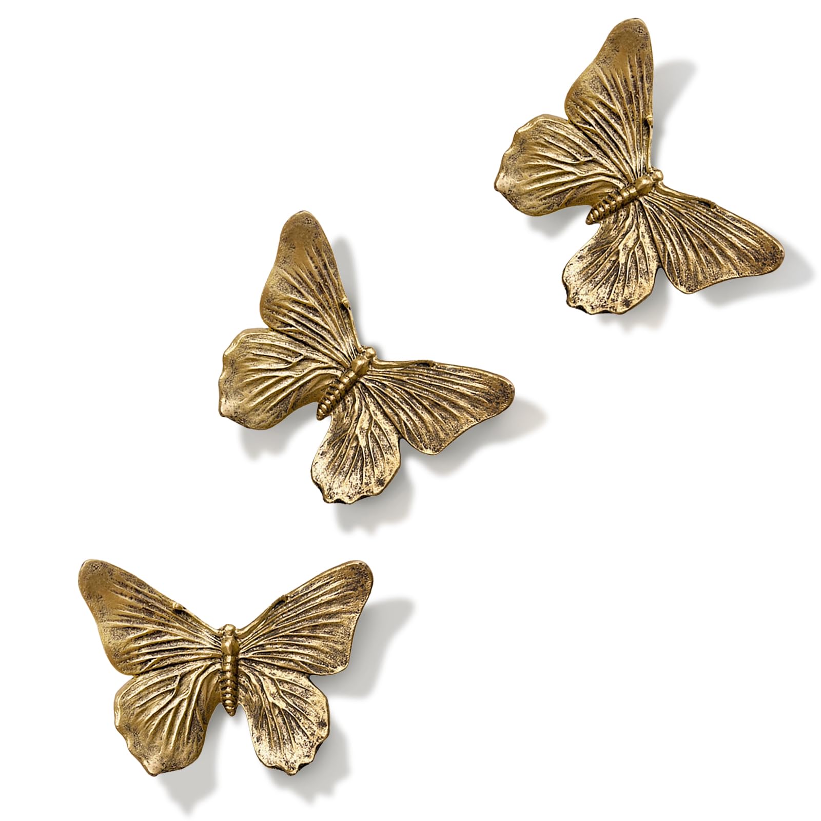 Photo 1 of GUSFREUD 3D Butterfly Wall Decor Set – Resin Wall Decor for Living Room, Bedroom, Bathroom, Dining Room, Outdoor and Gallery Walls - Antique Copper - Set of 3