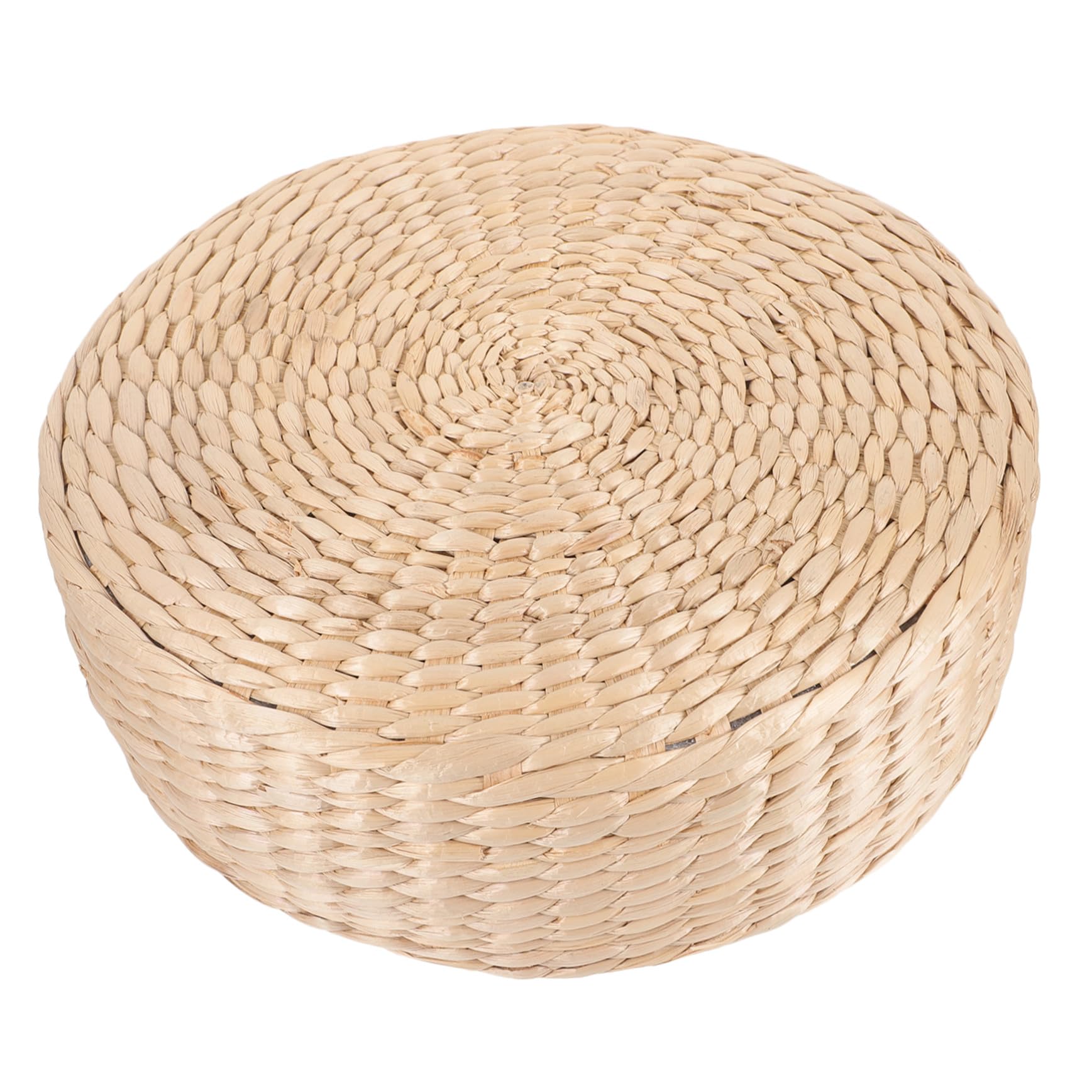 Coussin de sol rond tressé pour créer un coin lecture rustique au salon