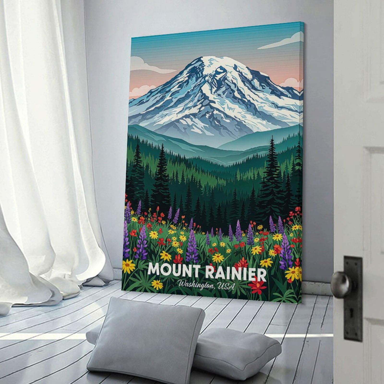 Junmoney Room Decor Wall Art Mount Rainier National Park (3), 24x36inch(60x90cm), for Home Office, Desk Area Or Studio, An Interior Accent for Desk Areas