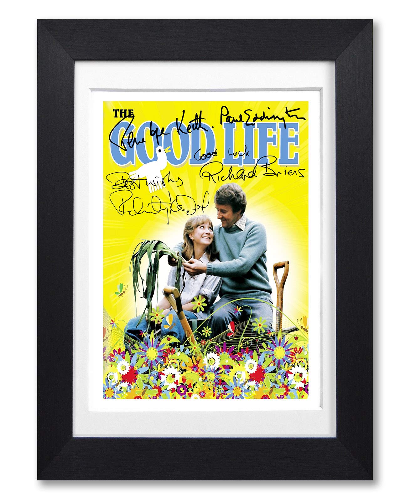 Memorabilia A4 Black Framed & Mounted The Good Life Cast Signed Autograph Signature A4 Poster Photo Print Photograph Artwork Wall Art Picture Tv Show Series Richard Briers Felicity Kendal (A4 Black Framed & Mounted)