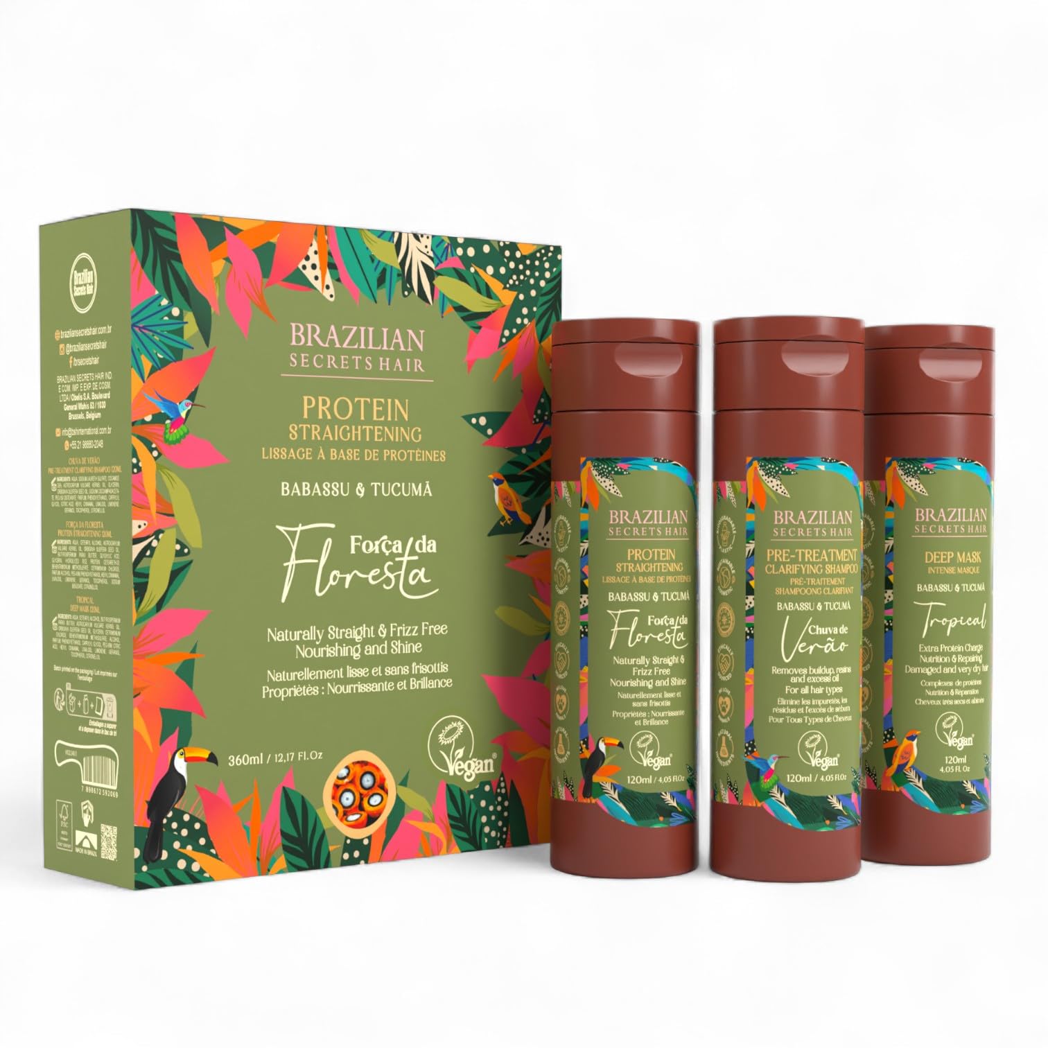 Brazilian Secrets hair - Força da Amazonia - KIT LISSAGE À LA PROTÉINE 3x120ml