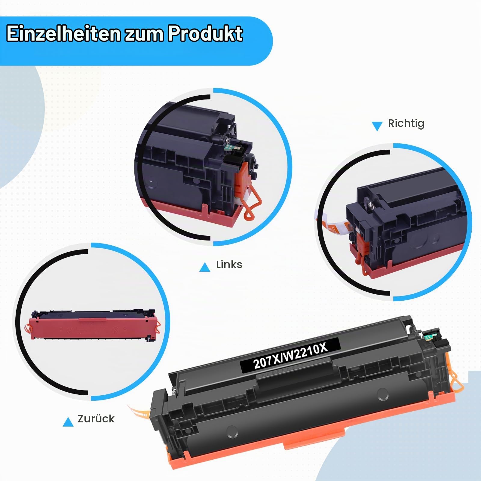 207X 207A Toner Kompatible für HP Color LaserJet Pro MFP M283fdw M283fdn M282nw M255dw M255nw M283 M255 M282 Mit Chip W2210X W2211X W2212X W2213X Schwarz Cyan Gelb Magenta 4er-Pack