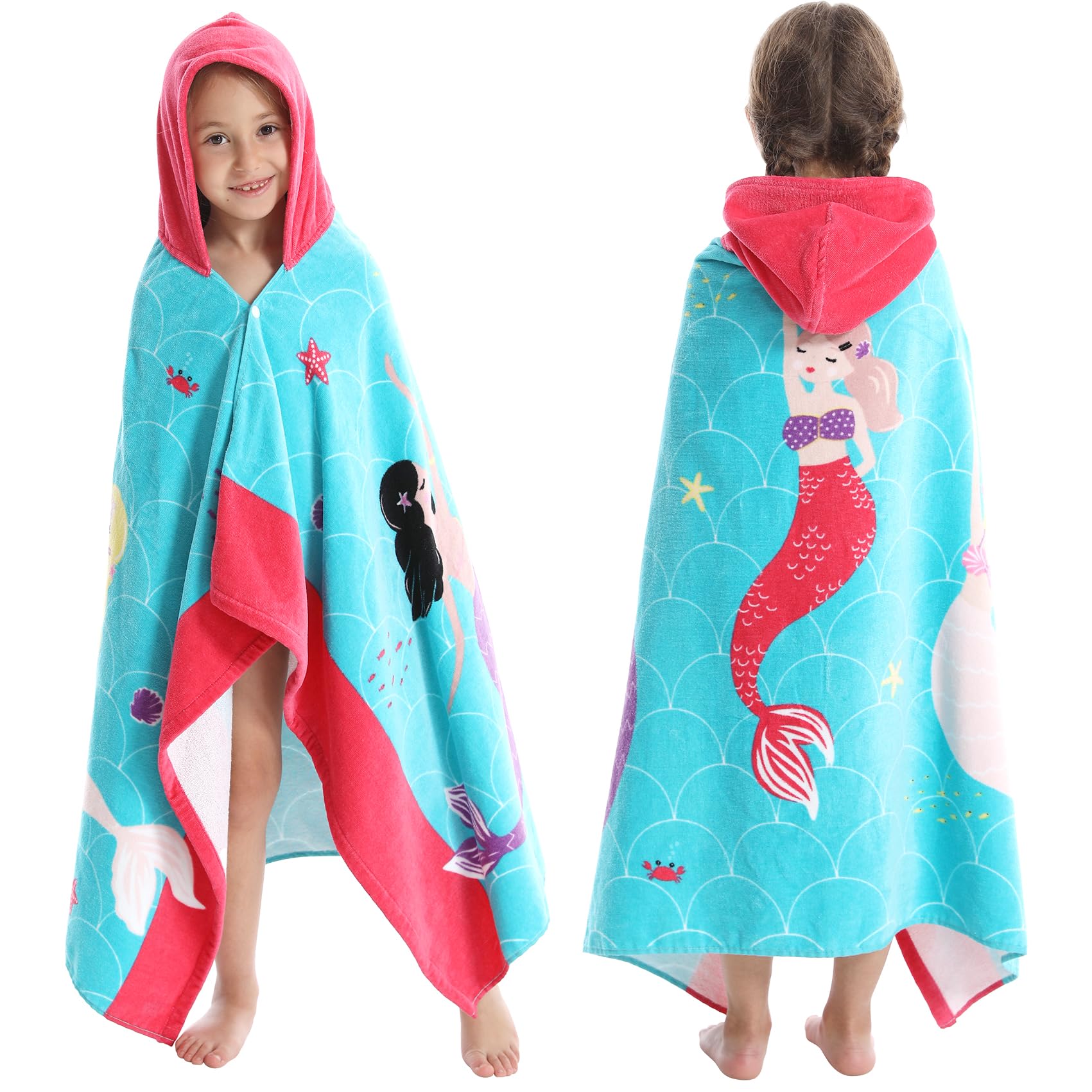 Toalla de Playa con Capucha para niños, para Cubrir la Piscina, súper Absorbente, Lindo Animal de Dibujos Animados, vitalidad Completa