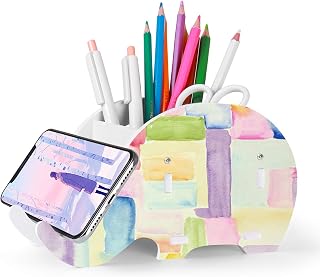 MOKANI Desk Supplies Organiser, Cute Elephant Pencil Holder Multifunctional Office Accessories with Cell Phone Stand Office Supplies Desk Decor Organiser Christmas Gifts