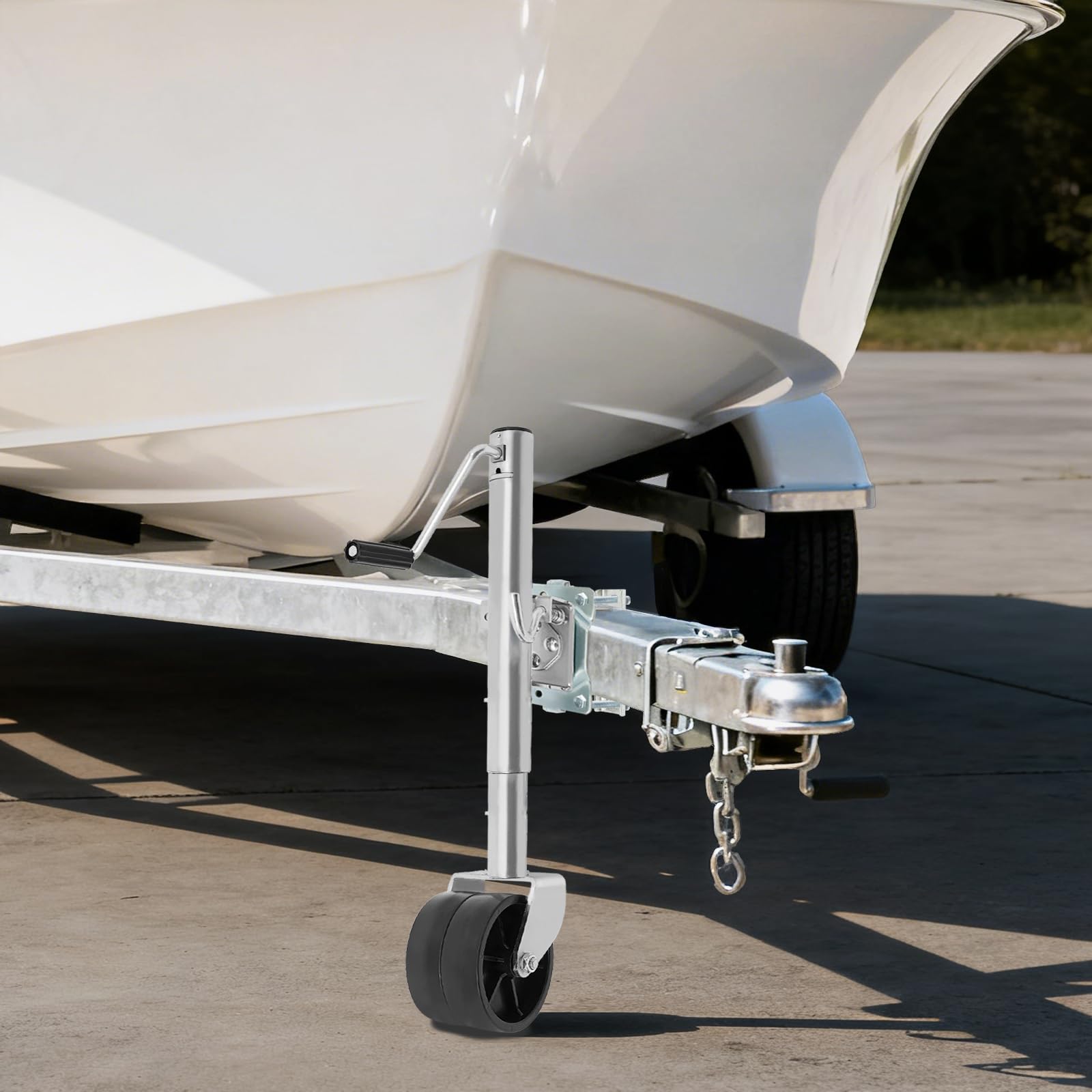 Stützrad Anhänger 680KG, 6 Zoll Doppelrad-Anhängerheber, Ø 57mm Stützrad für Anhänger, Stützrads Halterung mit Räder, Stützräder für Hänger, Wohnwagen & Pferdeanhänger