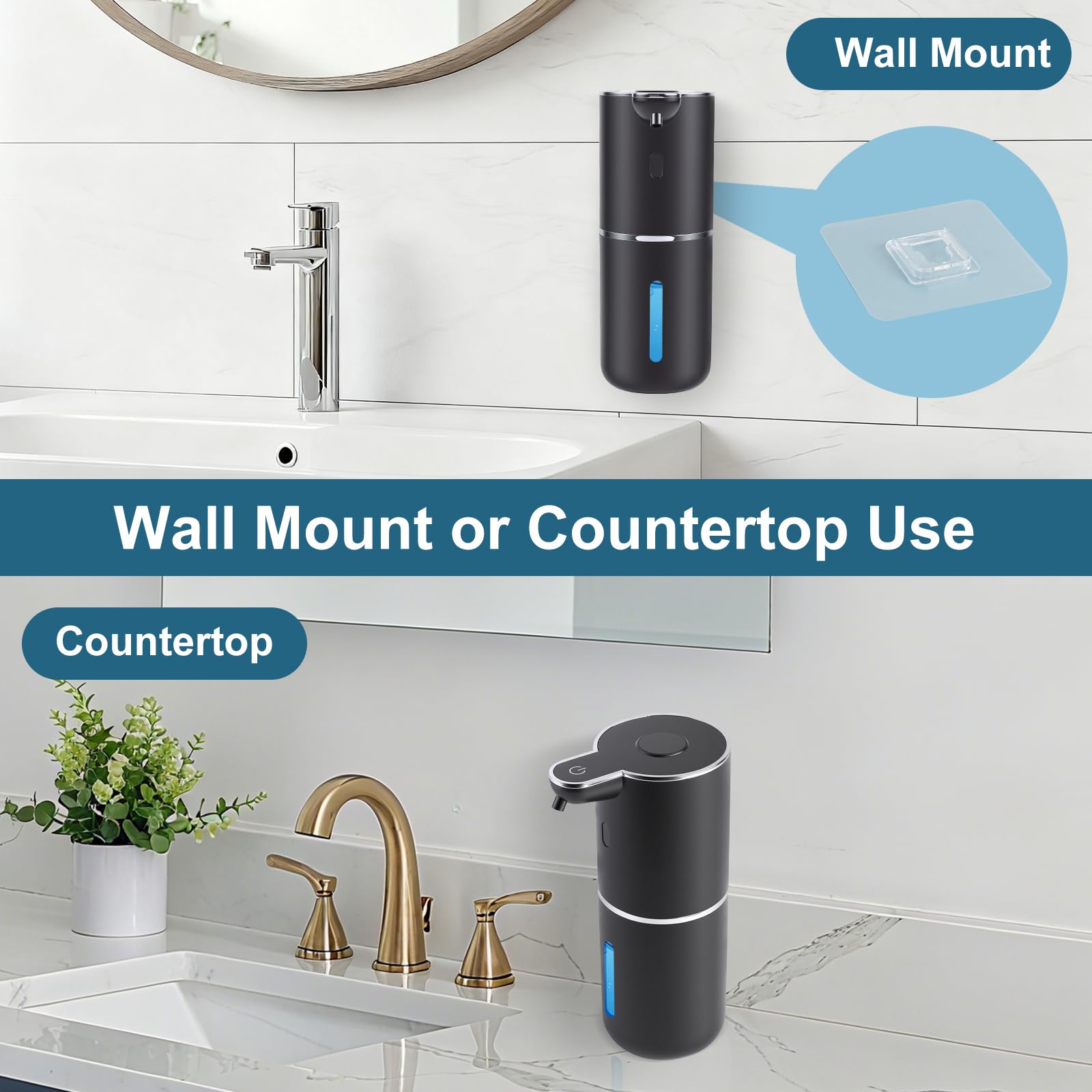 Dispenser di sapone automatico 380ml Dispenser di sapone liquido ricaricabile intelligente senza contatto a 6 livelli (nero)
