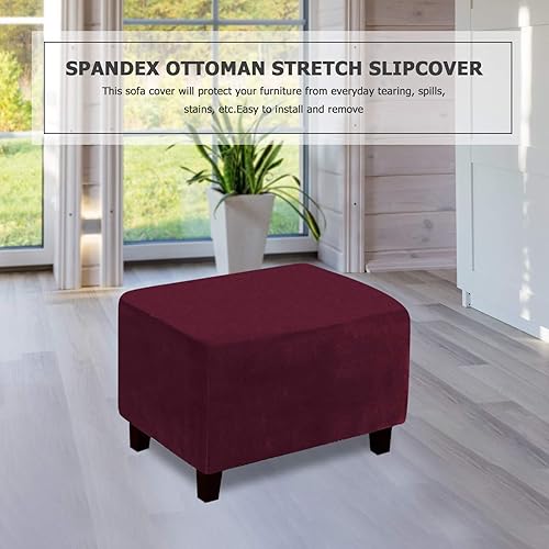 Vista 45 de MIFXIN Funda otomana plegable de terciopelo elástico, protector de muebles, funda protectora de elastano suave para reposapiés otomano, funda
