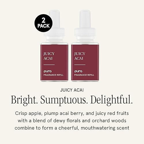 Miniatura 2 de Pura Malodor Refill - Fragancia para difusores de aire para el hogar inteligente - Ambientador - Eliminador de olores - Paquete de 2 - Acai jugoso