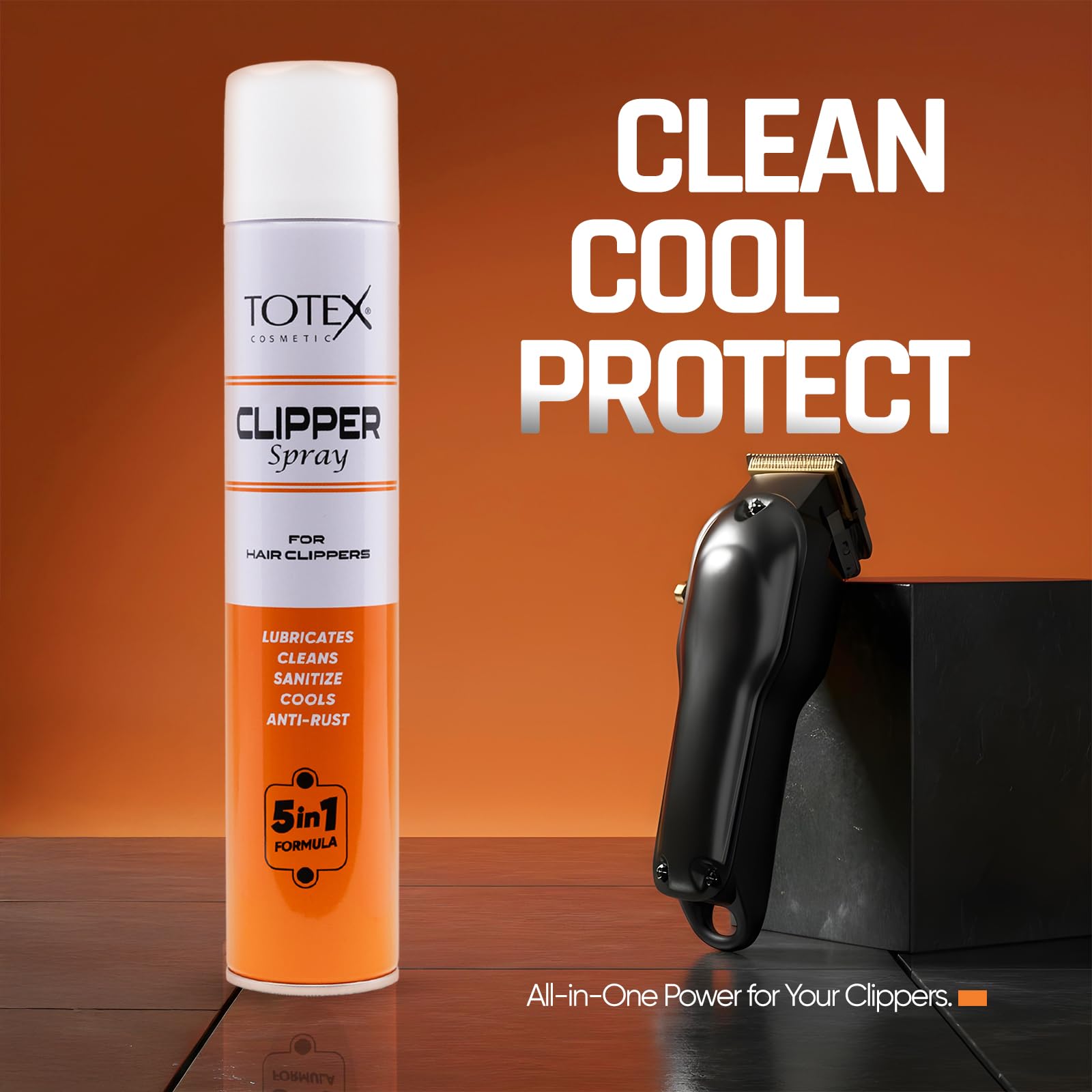 Totex Clipper Spray 400 ml – 5 w 1 Lubricates, Cleans, Disinfects, Cools & Anti Rust | Disinfectant Spray do strzyżenia włosów, trymerów, golarek elektrycznych