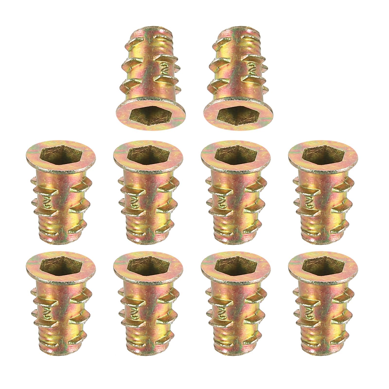 TA-VIGOR M4x10mm Threaded Insert Nuts for Wood - Hex Socket Drive Furniture Inserts for Cabinet, Chair & DIY Repair Kits 40Pcs