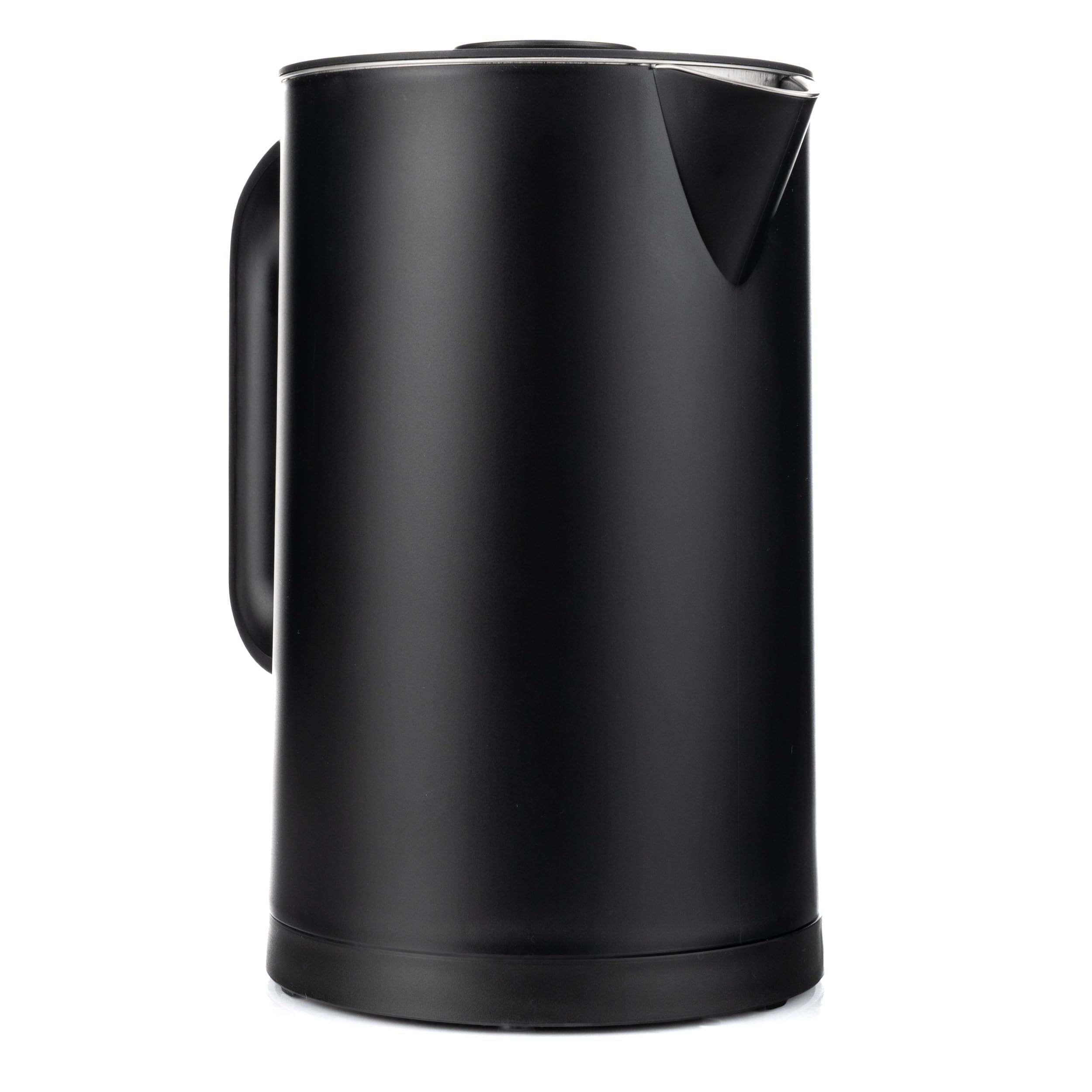 LEHMANN Bollitore Elettrico, 1,7L, 2200W, Riscaldamento Rapido, Design a Doppia Parete, Acciaio Inox, Base Girevole 360°, Spegnimento Automatico, BPA-free – per Tè, Caffè, Pappe, Nero